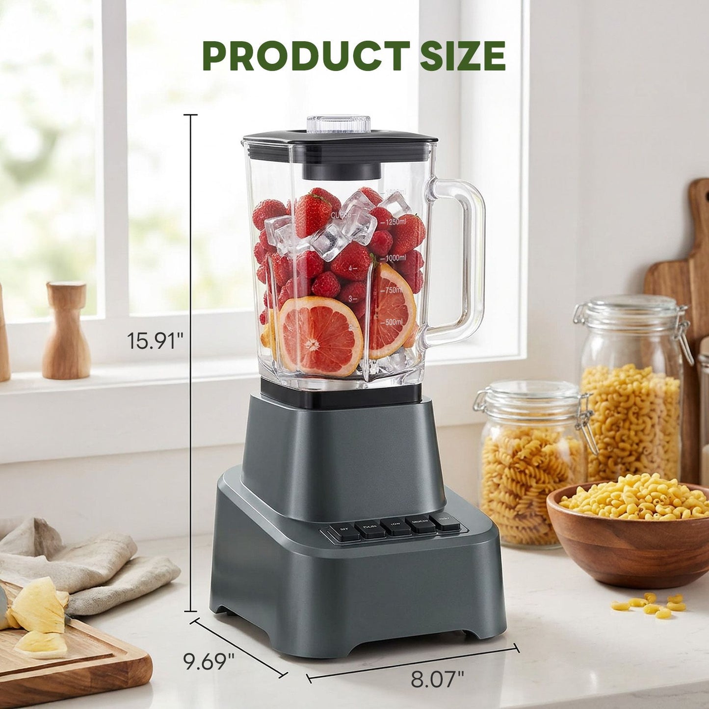 Professional Ice Cream & Kitchen Blender, 54oz Large Glass Jar