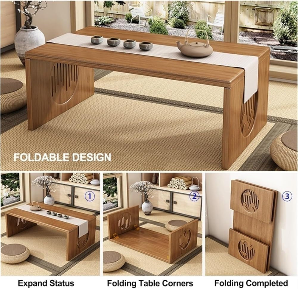 Bamboo Foldable Floor Table - Low Coffee & Tea Desk