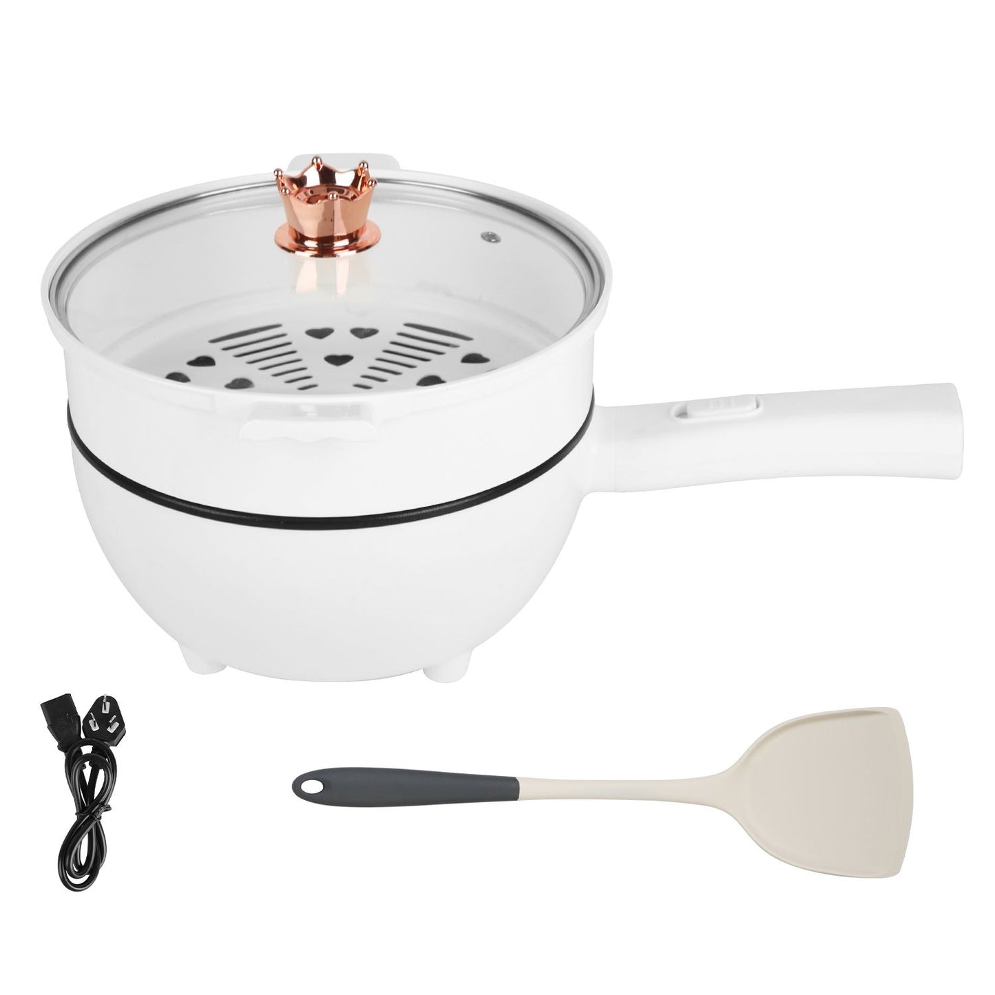 Electric Hot Pot with Nonstick Pan, Portable Ramen Cooker, Dual Power Control