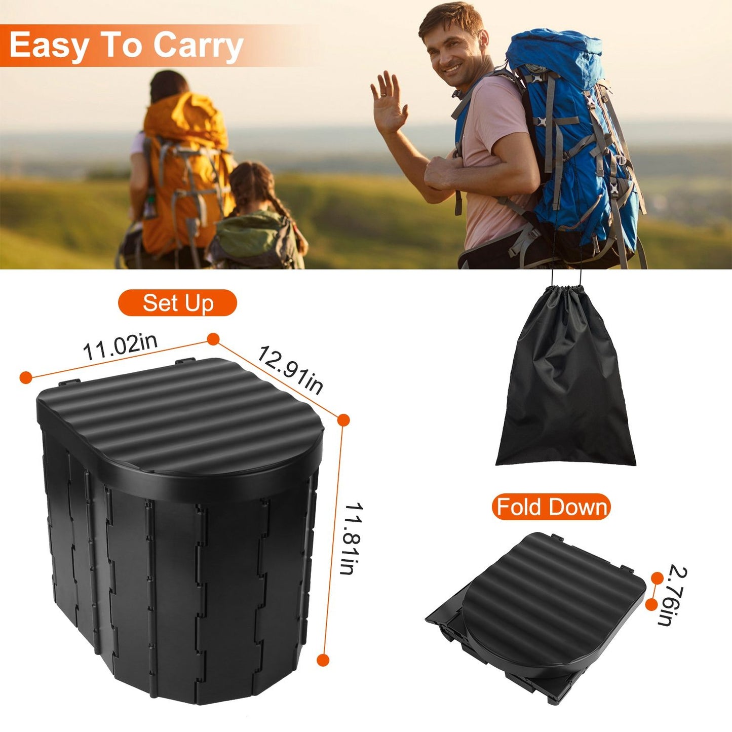 Portable Emergency Folding Toilet – Heavy-Duty Outdoor Porta Potty