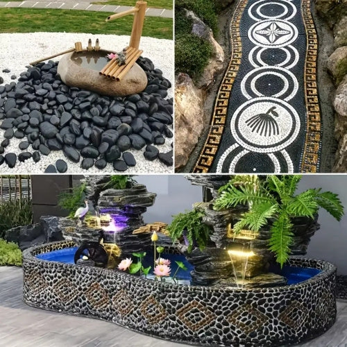 38lbs Black River Rocks, 2-3 inch Polished Pebbles. Ideal for plant decoration, vase filling, aquarium landscaping, and various indoor/outdoor decorative applications.