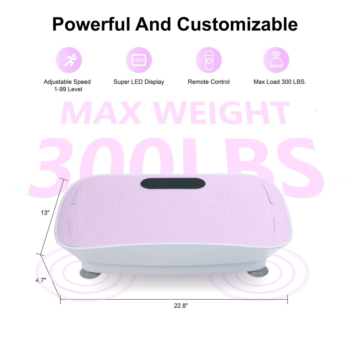 Crazy Fitness Vibration Platform: 10-Speed Smart Body Shaker & Fat Burner - Pink