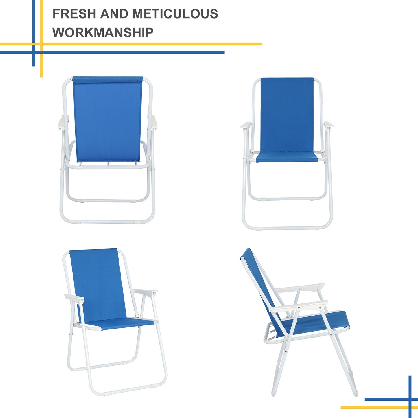 Oxford Cloth Iron Outdoor Beach Chair Blue