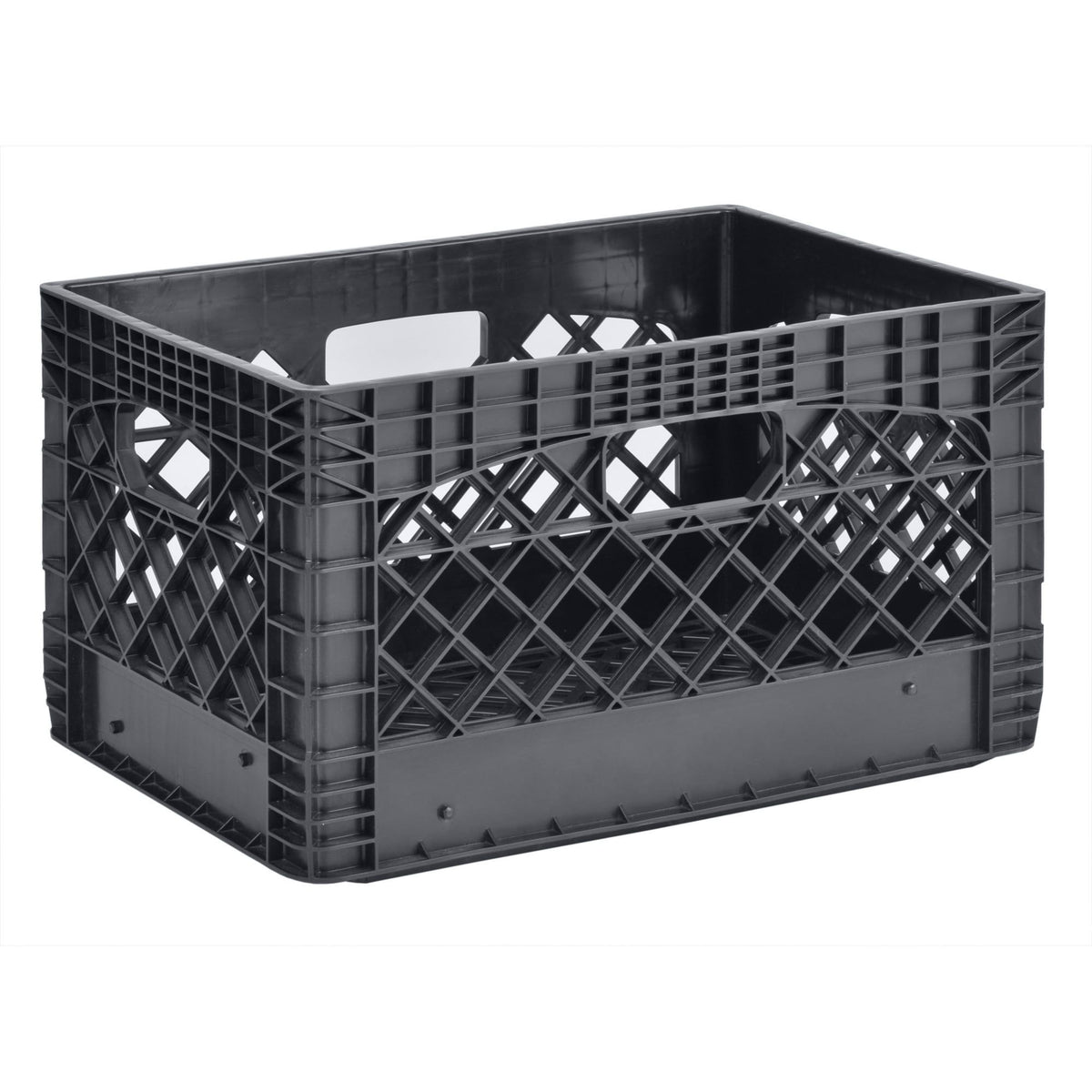 24QT Heavy-Duty Plastic Milk Crate – Stackable Black Storage Bin for Home, Garage, Office, and Organization