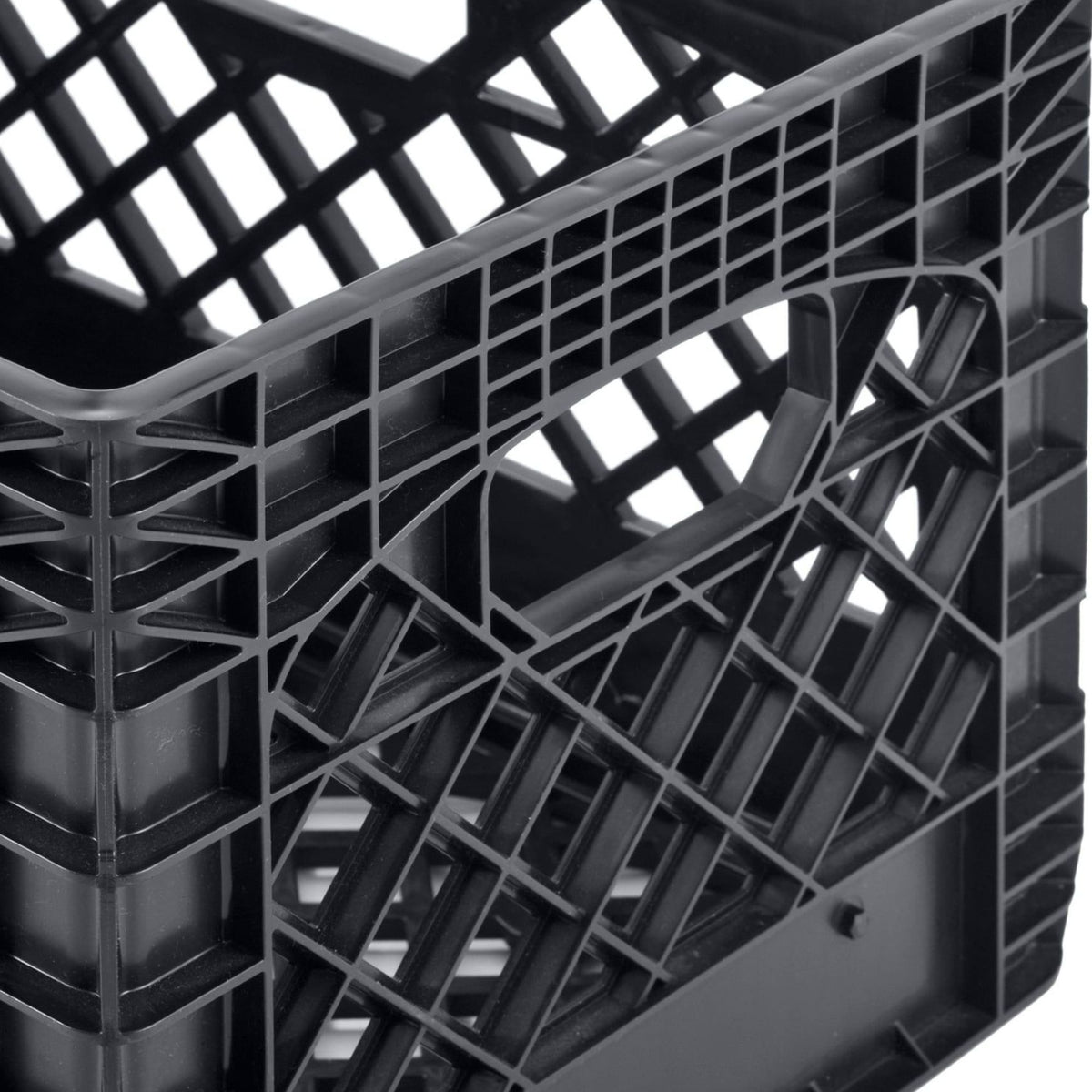 24QT Heavy-Duty Plastic Milk Crate – Stackable Black Storage Bin for Home, Garage, Office, and Organization