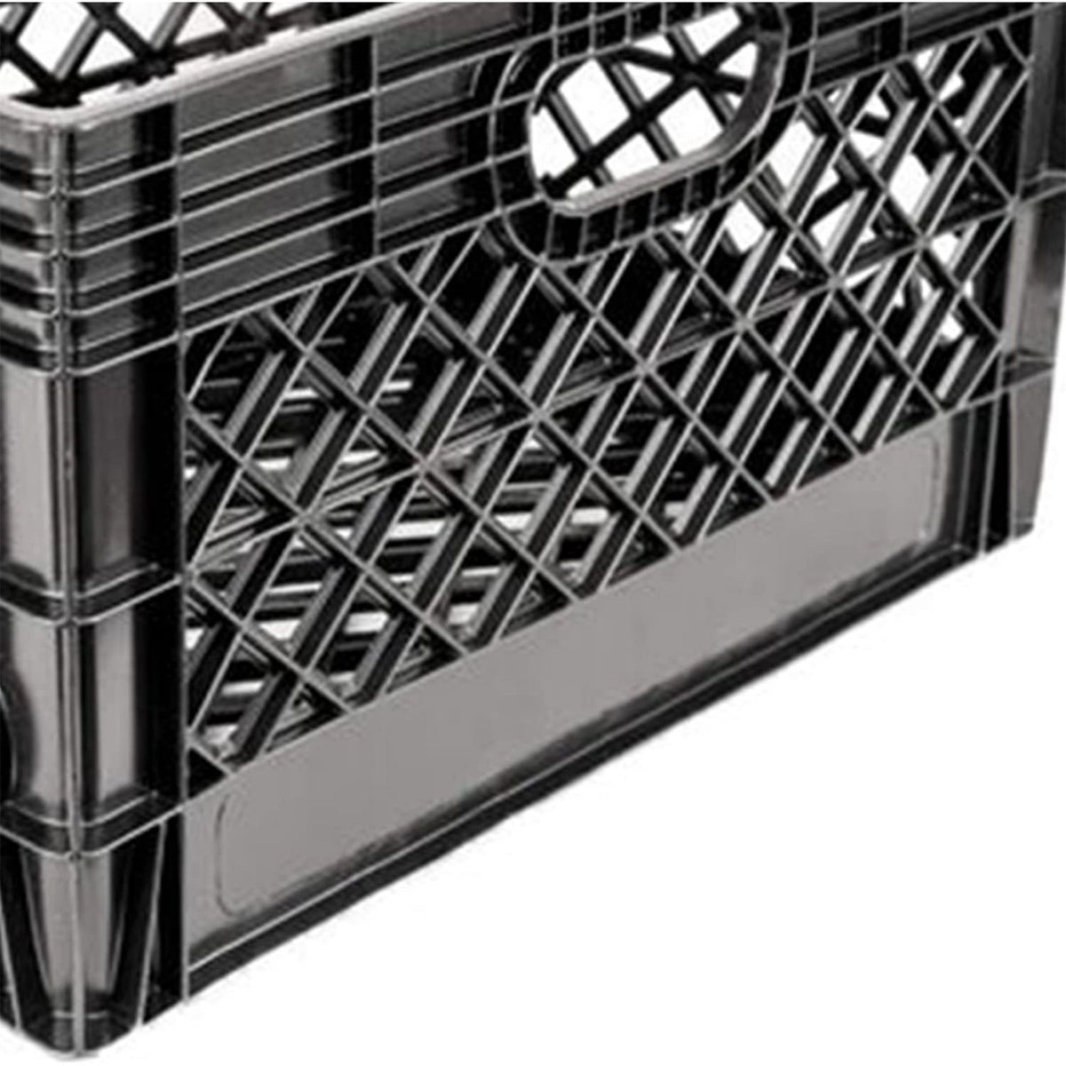 24QT Heavy-Duty Plastic Milk Crate – Stackable Black Storage Bin for Home, Garage, Office, and Organization