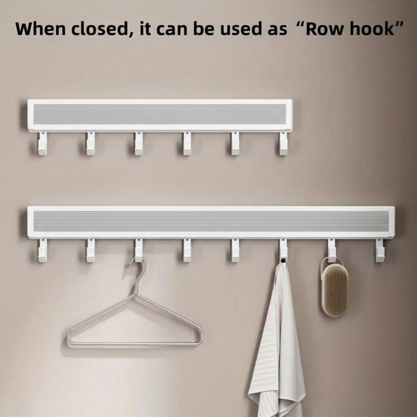 Wall-Mounted Folding Drying Rack – Compact Space-Saving Laundry Rail (White)