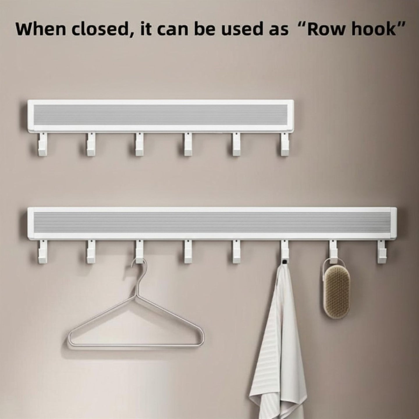 Wall-Mounted Folding Drying Rack – Compact Space-Saving Laundry Rail (White)