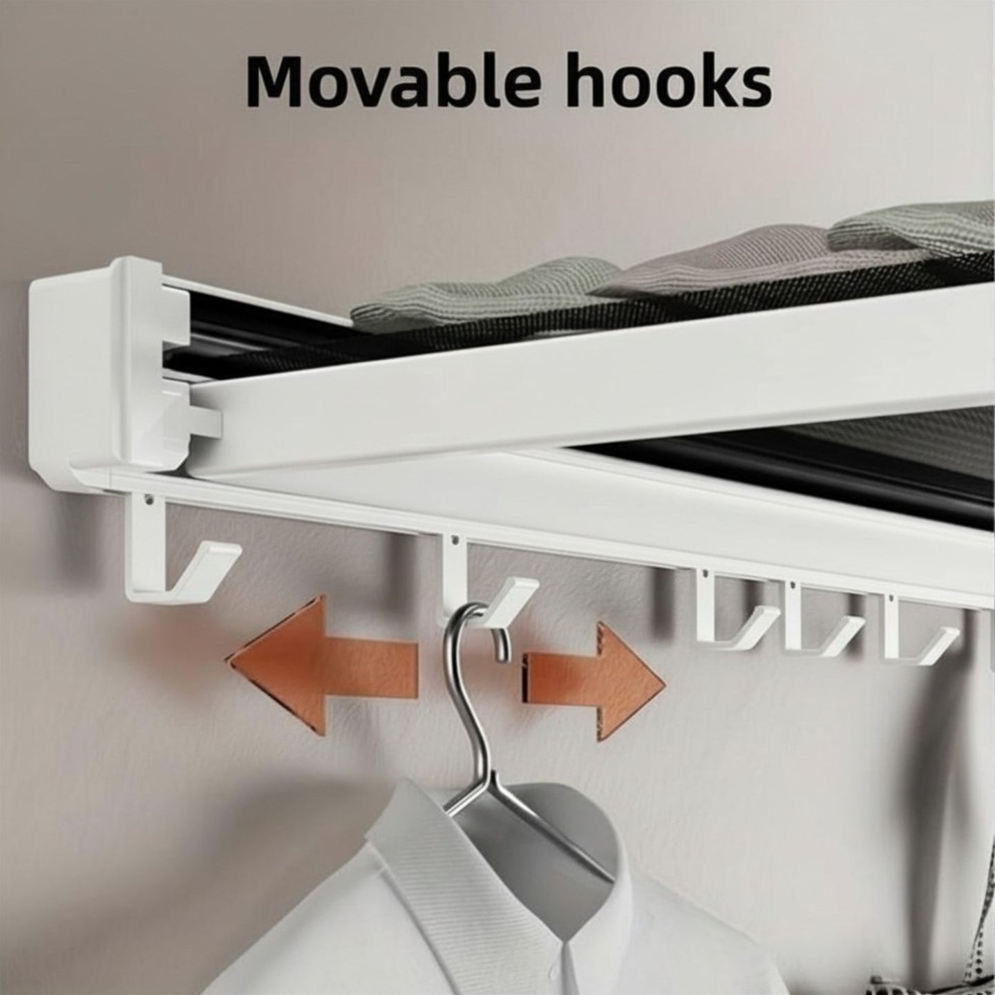 Wall-Mounted Folding Drying Rack – Compact Space-Saving Laundry Rail (White)