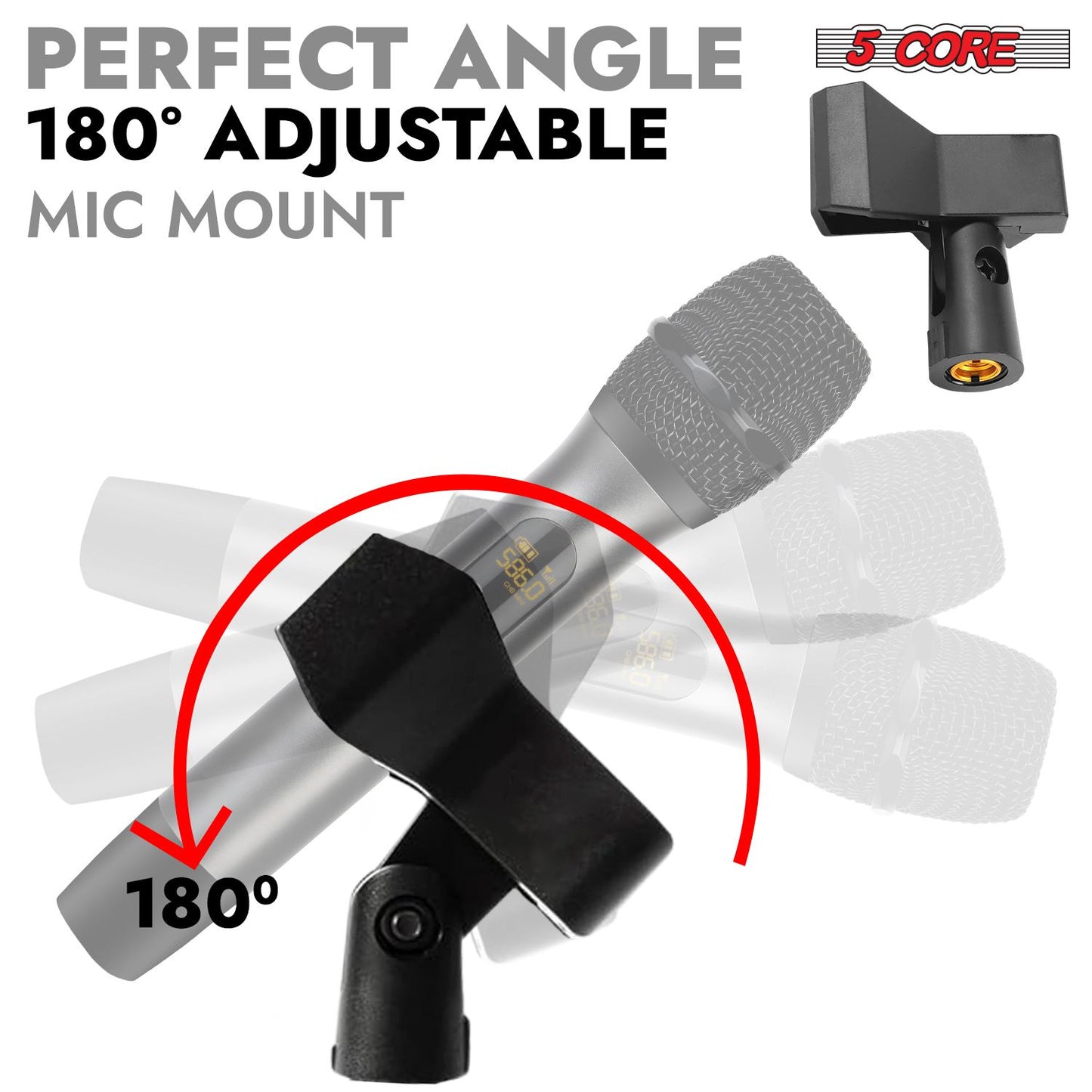 2-Pack Heavy Duty Floor Mic Stand - Adjustable Height with Round Base