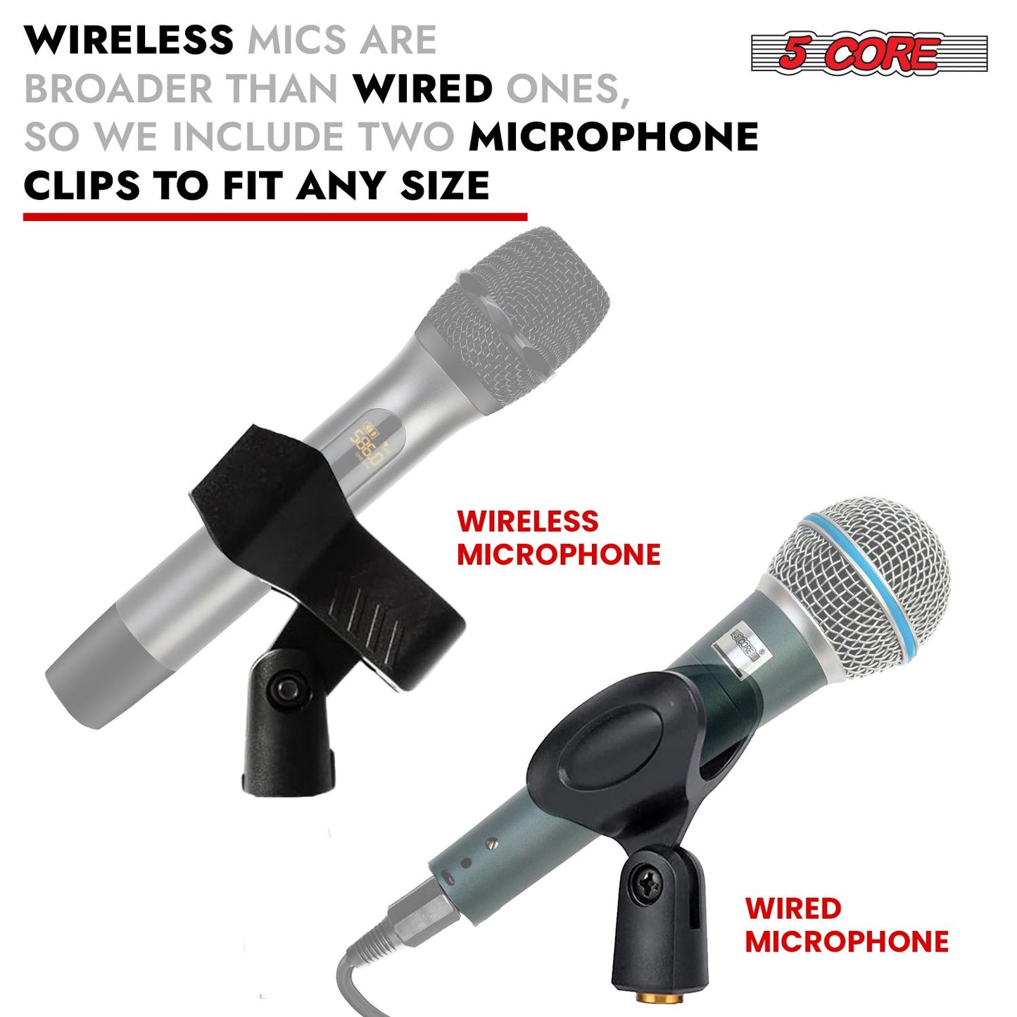 2-Pack Heavy Duty Floor Mic Stand - Adjustable Height with Round Base
