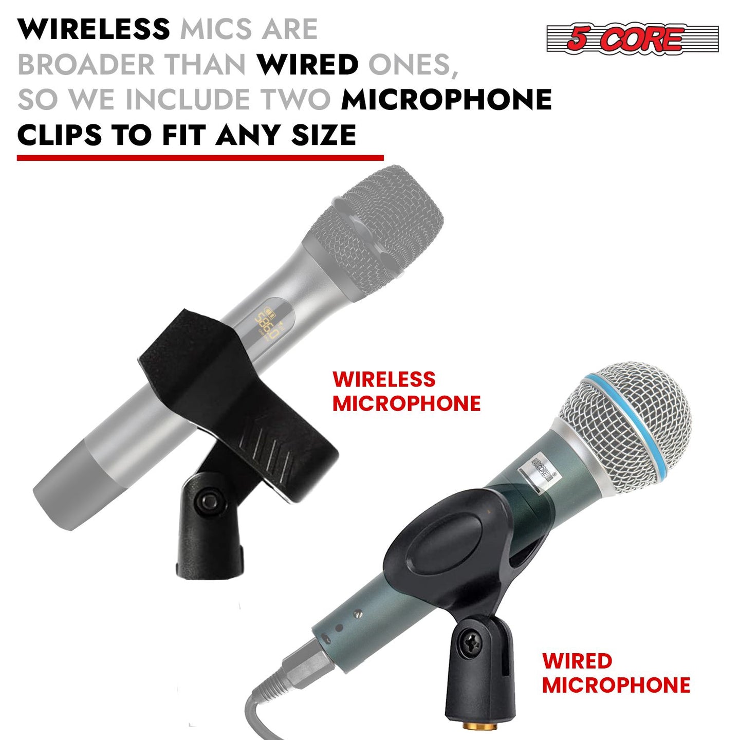 2-Pack Heavy Duty Floor Mic Stand - Adjustable Height with Round Base
