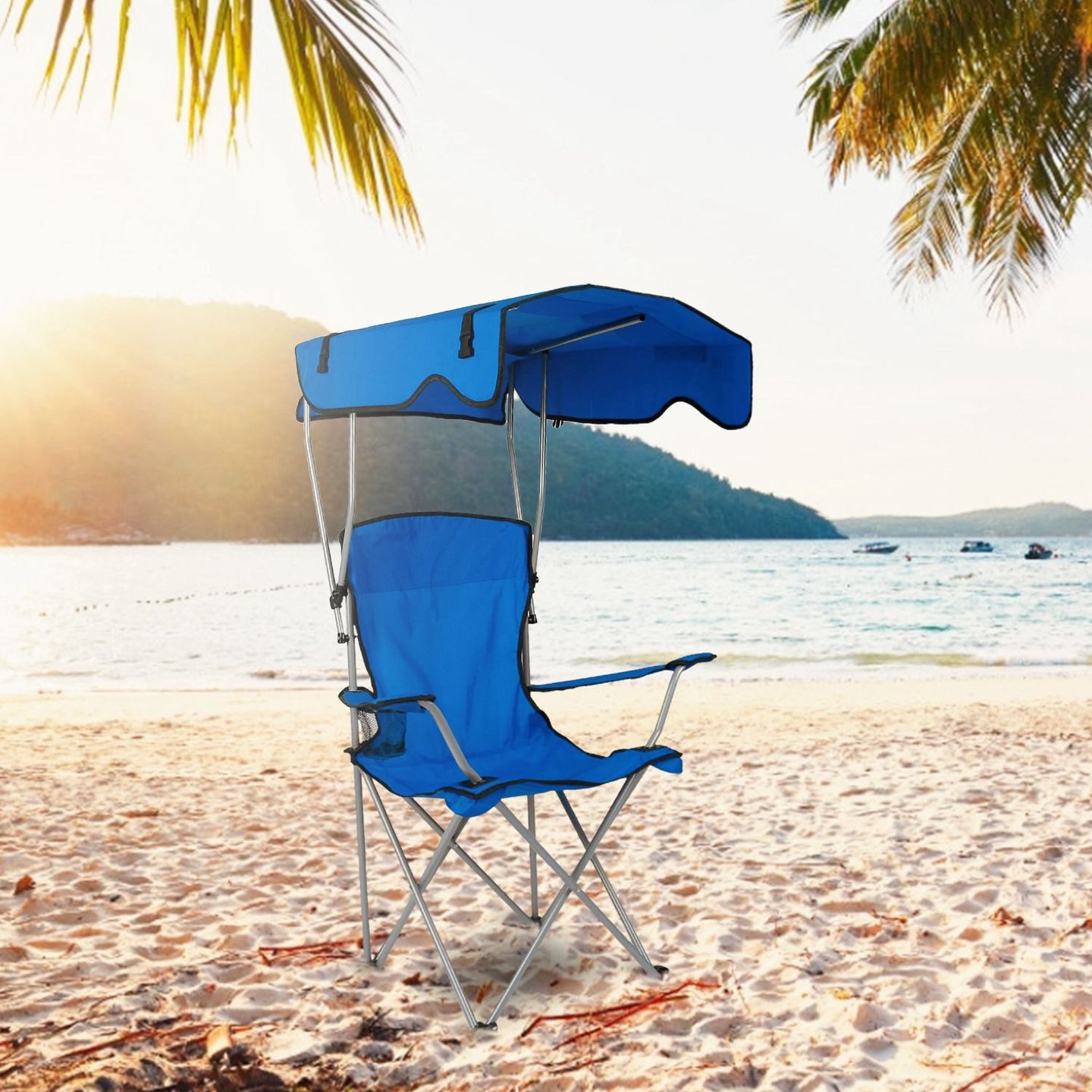 Foldable Canopy Chair - Heavy Duty 330lbs Beach & Camping Seat