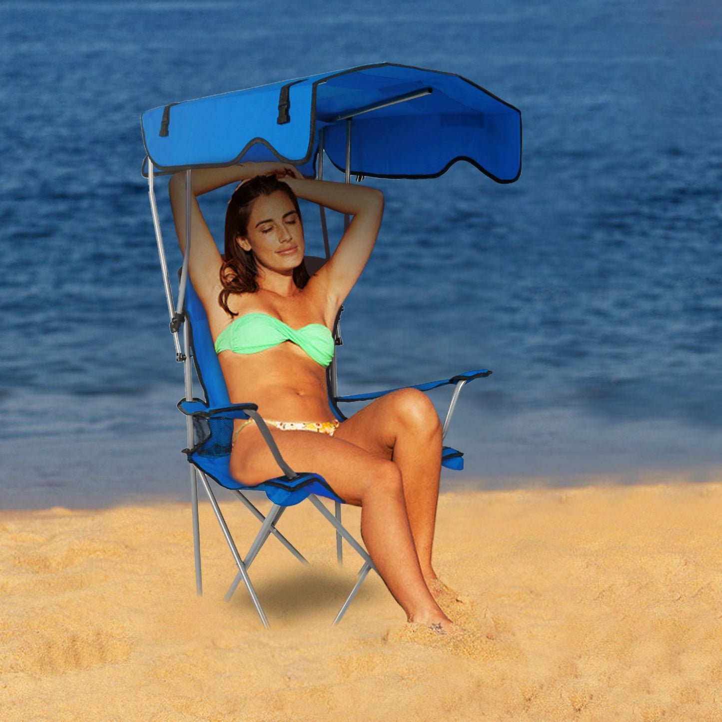 Foldable Canopy Chair - Heavy Duty 330lbs Beach & Camping Seat