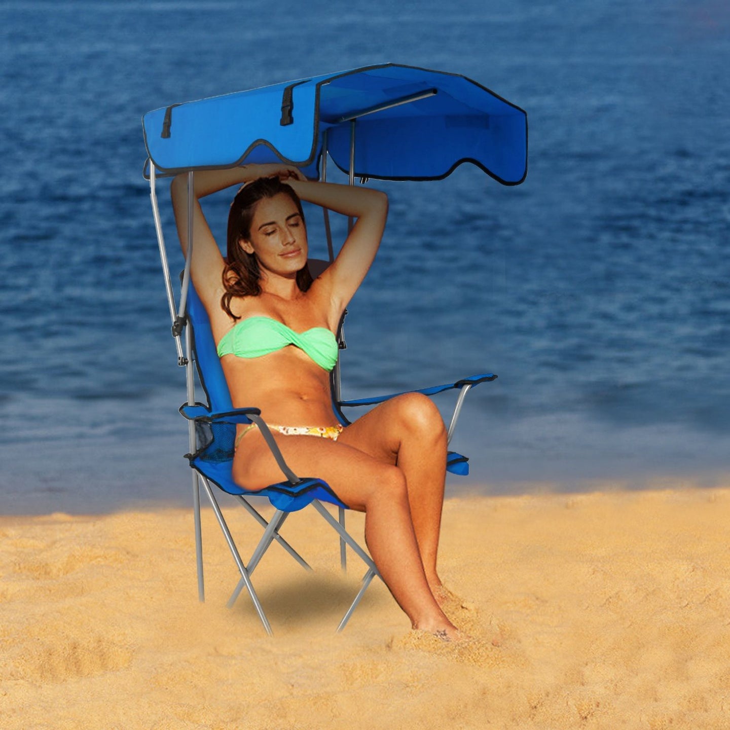 Foldable Canopy Chair - Heavy Duty 330lbs Beach & Camping Seat