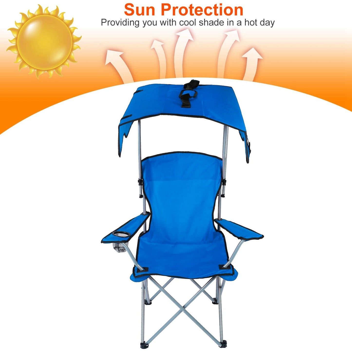 Foldable Canopy Chair - Heavy Duty 330lbs Beach & Camping Seat
