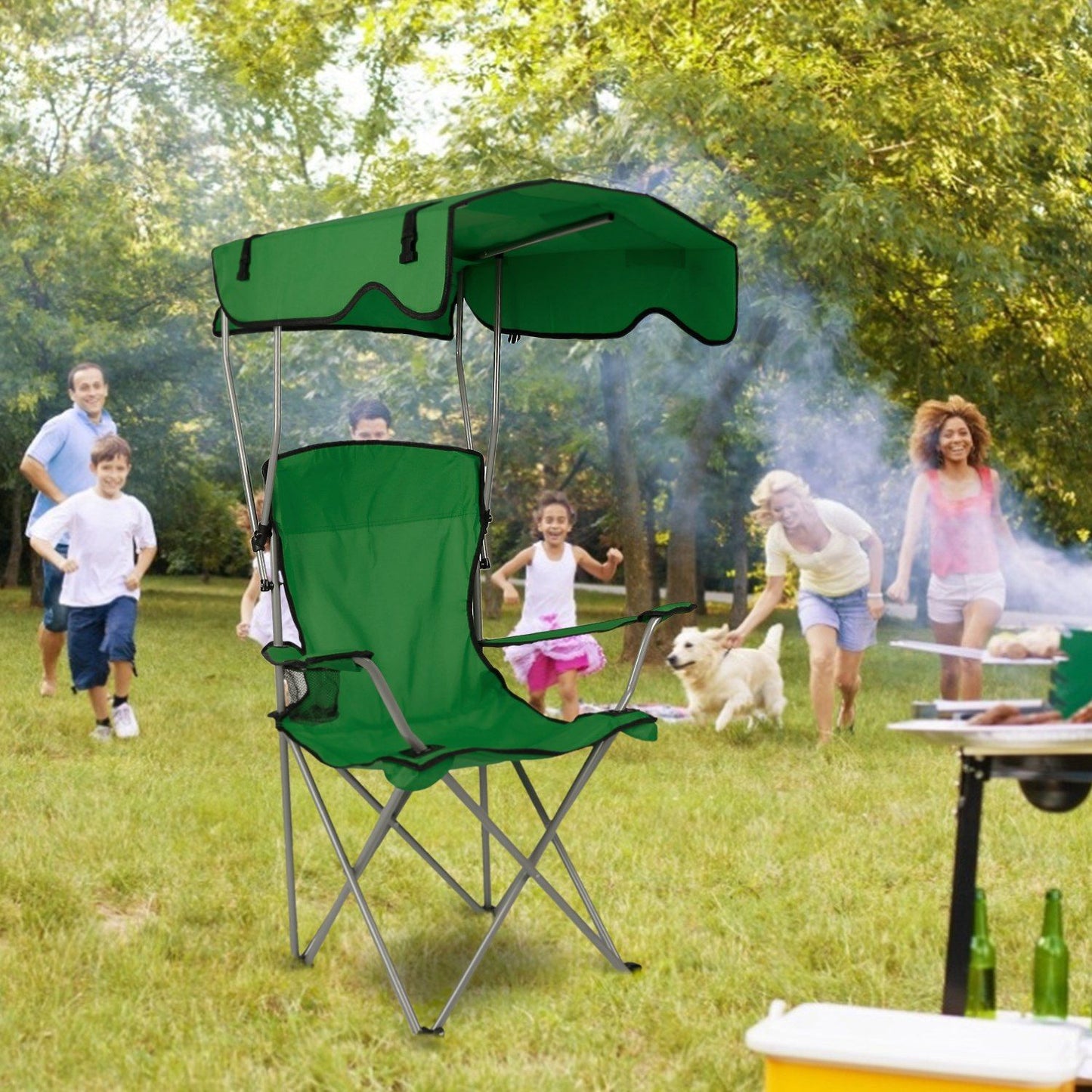 Foldable Canopy Chair - Heavy Duty 330lbs Beach & Camping Seat