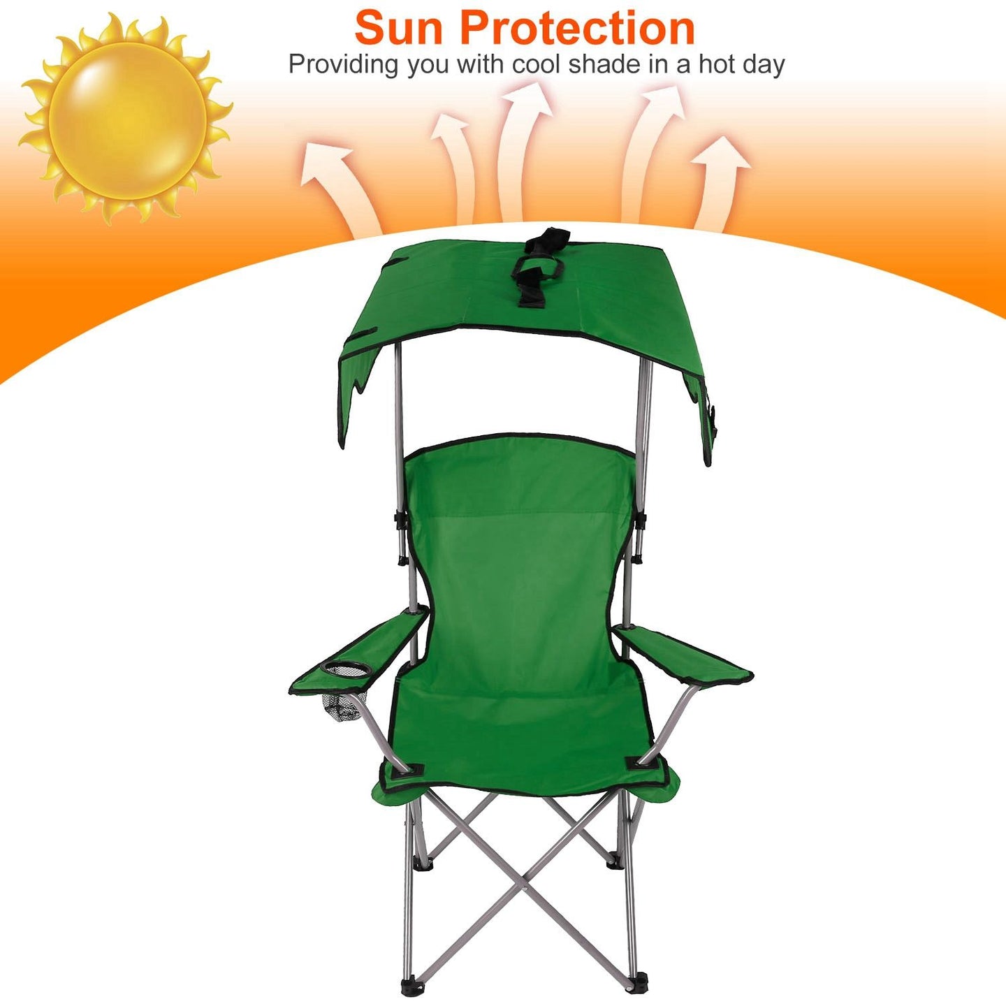 Foldable Canopy Chair - Heavy Duty 330lbs Beach & Camping Seat