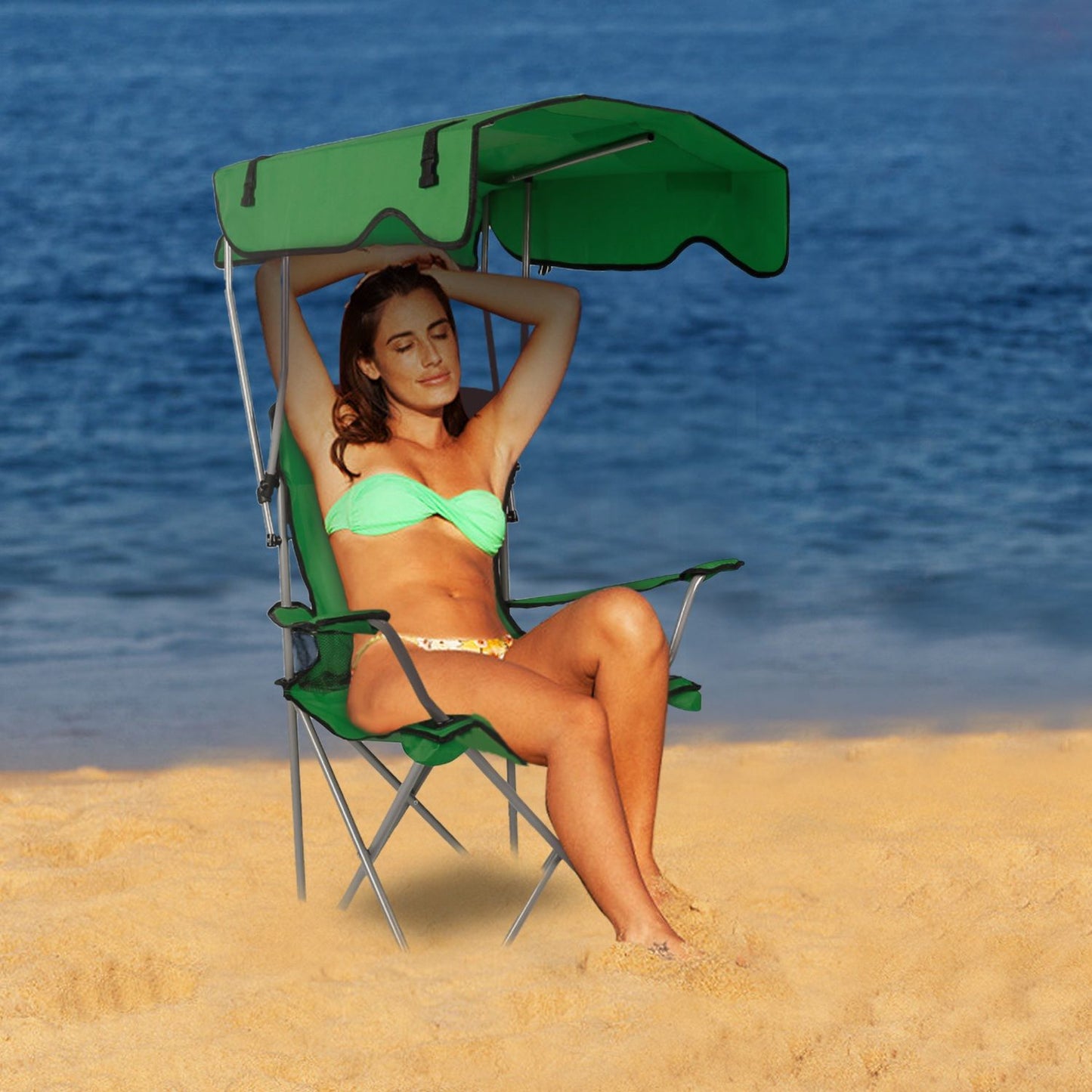 Foldable Canopy Chair - Heavy Duty 330lbs Beach & Camping Seat