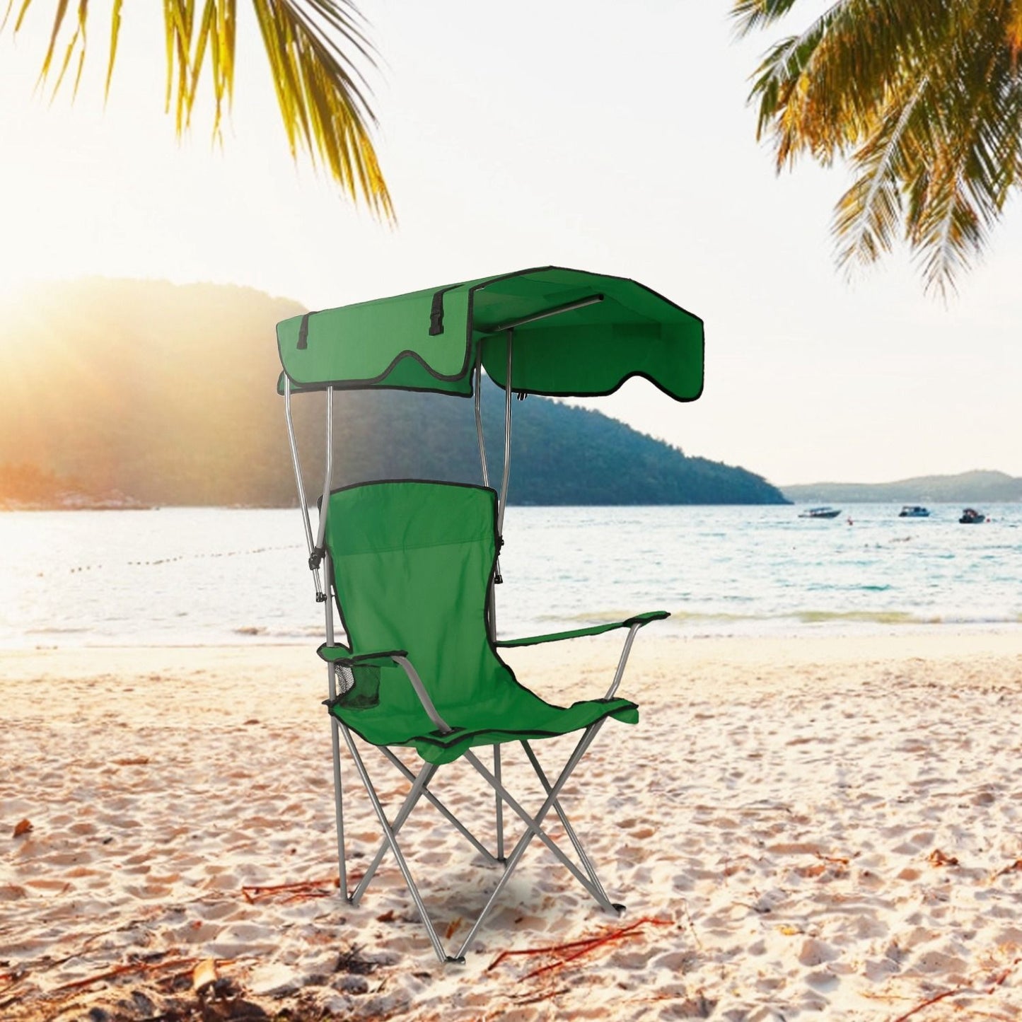 Foldable Canopy Chair - Heavy Duty 330lbs Beach & Camping Seat