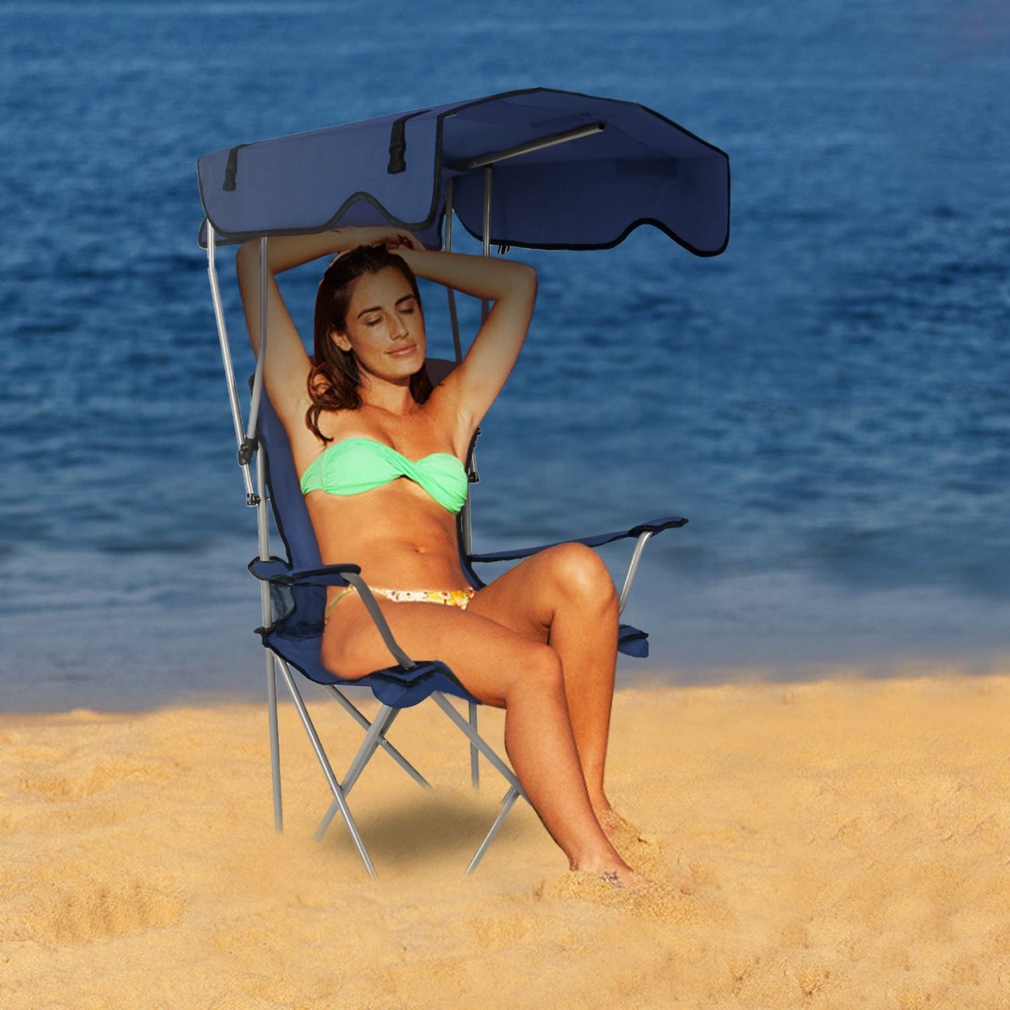 Foldable Canopy Chair - Heavy Duty 330lbs Beach & Camping Seat