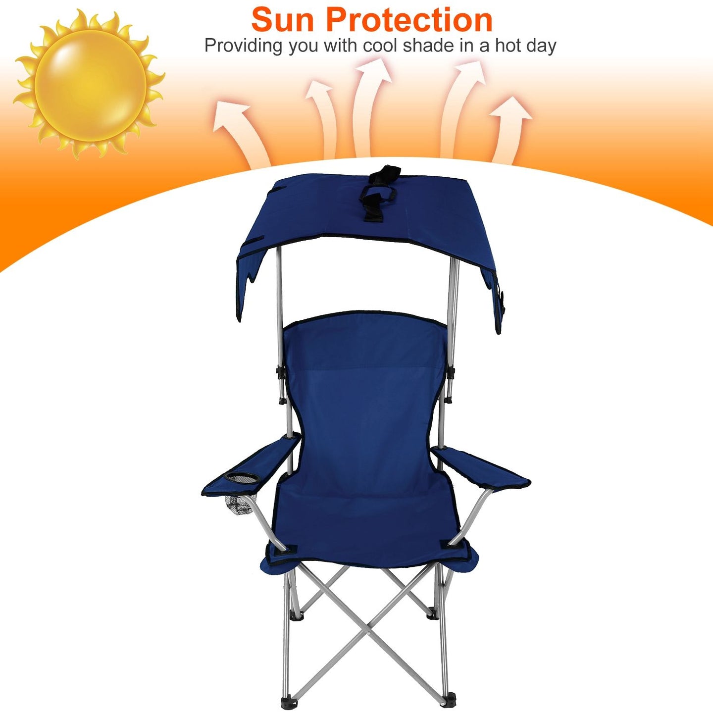 Foldable Canopy Chair - Heavy Duty 330lbs Beach & Camping Seat