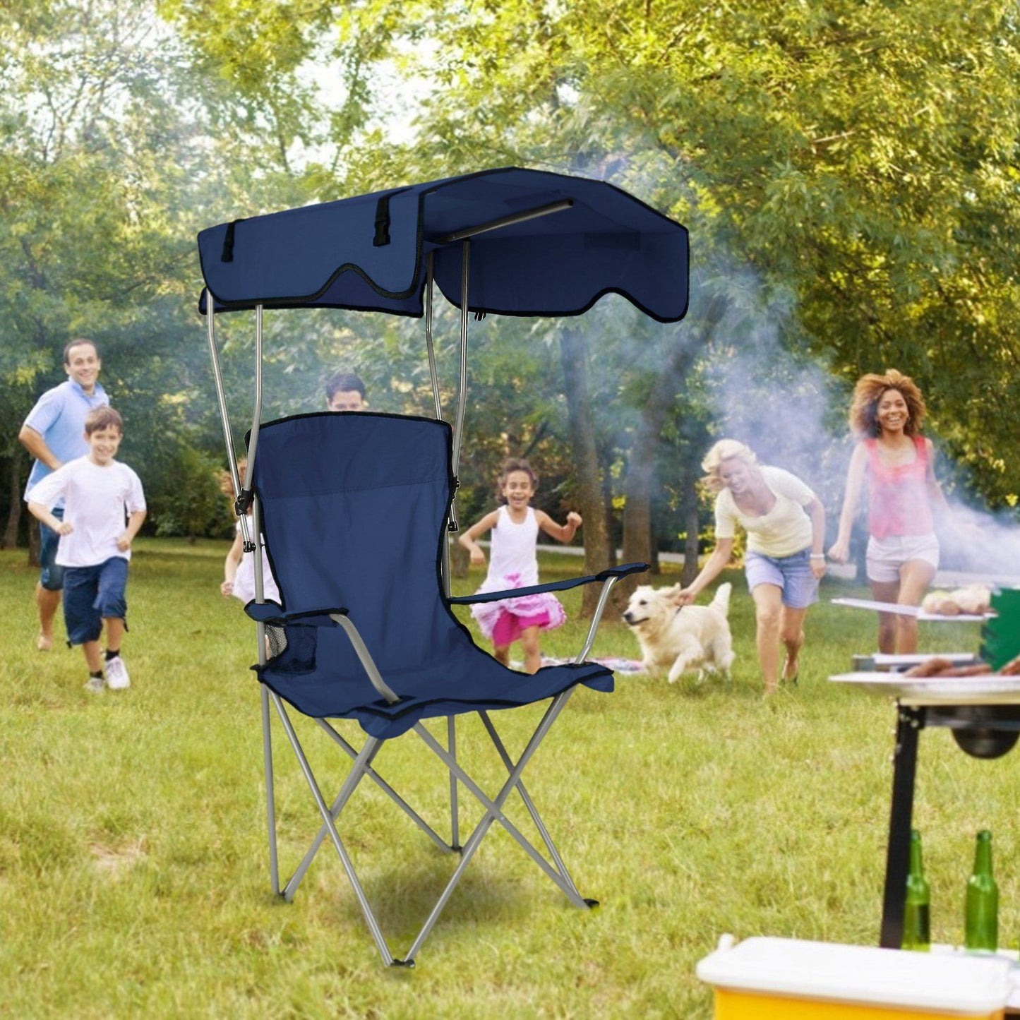 Foldable Canopy Chair - Heavy Duty 330lbs Beach & Camping Seat