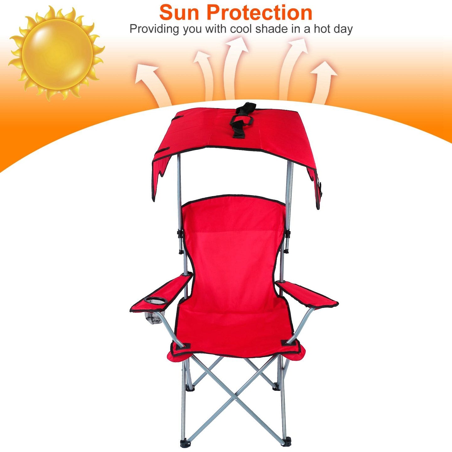 Foldable Canopy Chair - Heavy Duty 330lbs Beach & Camping Seat