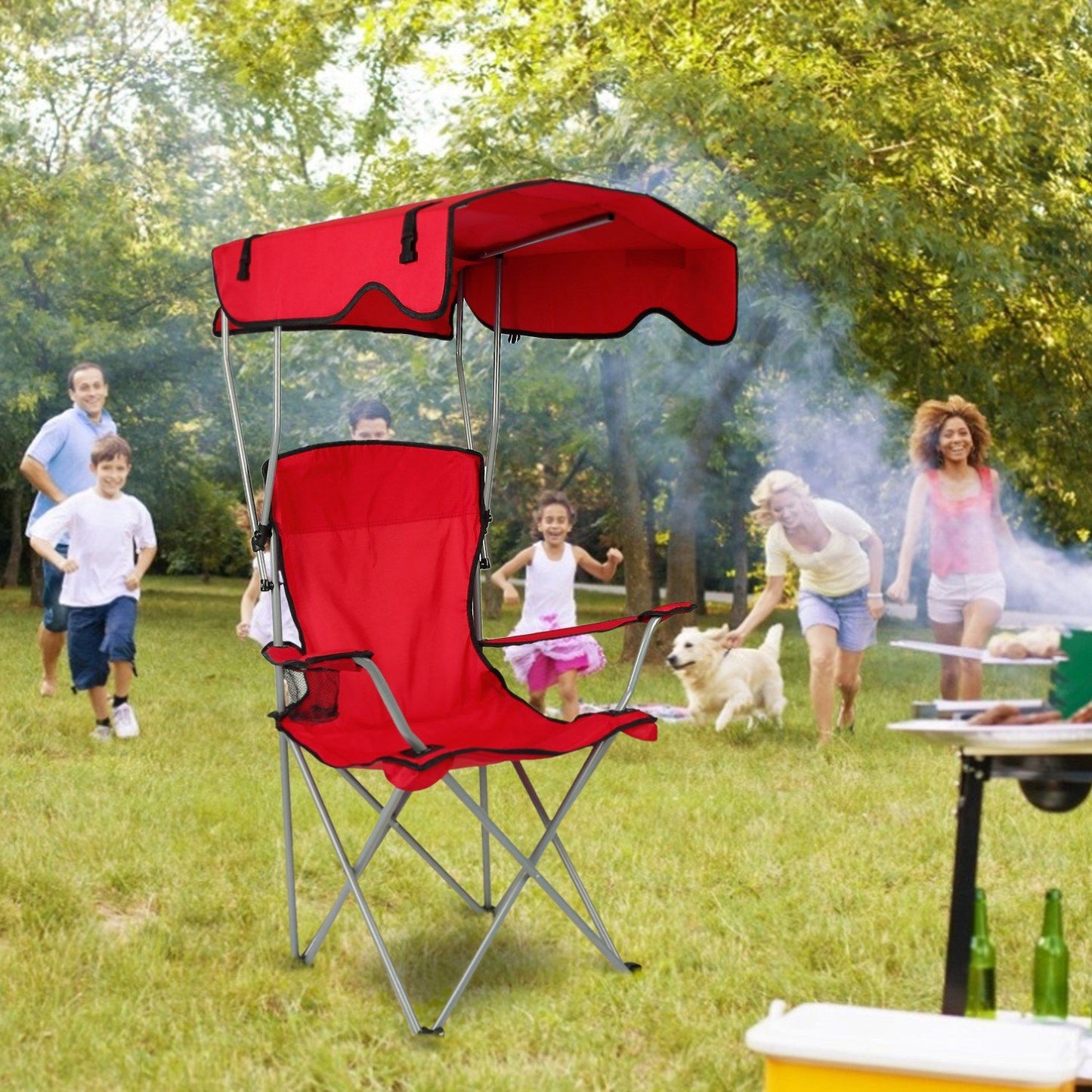 Foldable Canopy Chair - Heavy Duty 330lbs Beach & Camping Seat