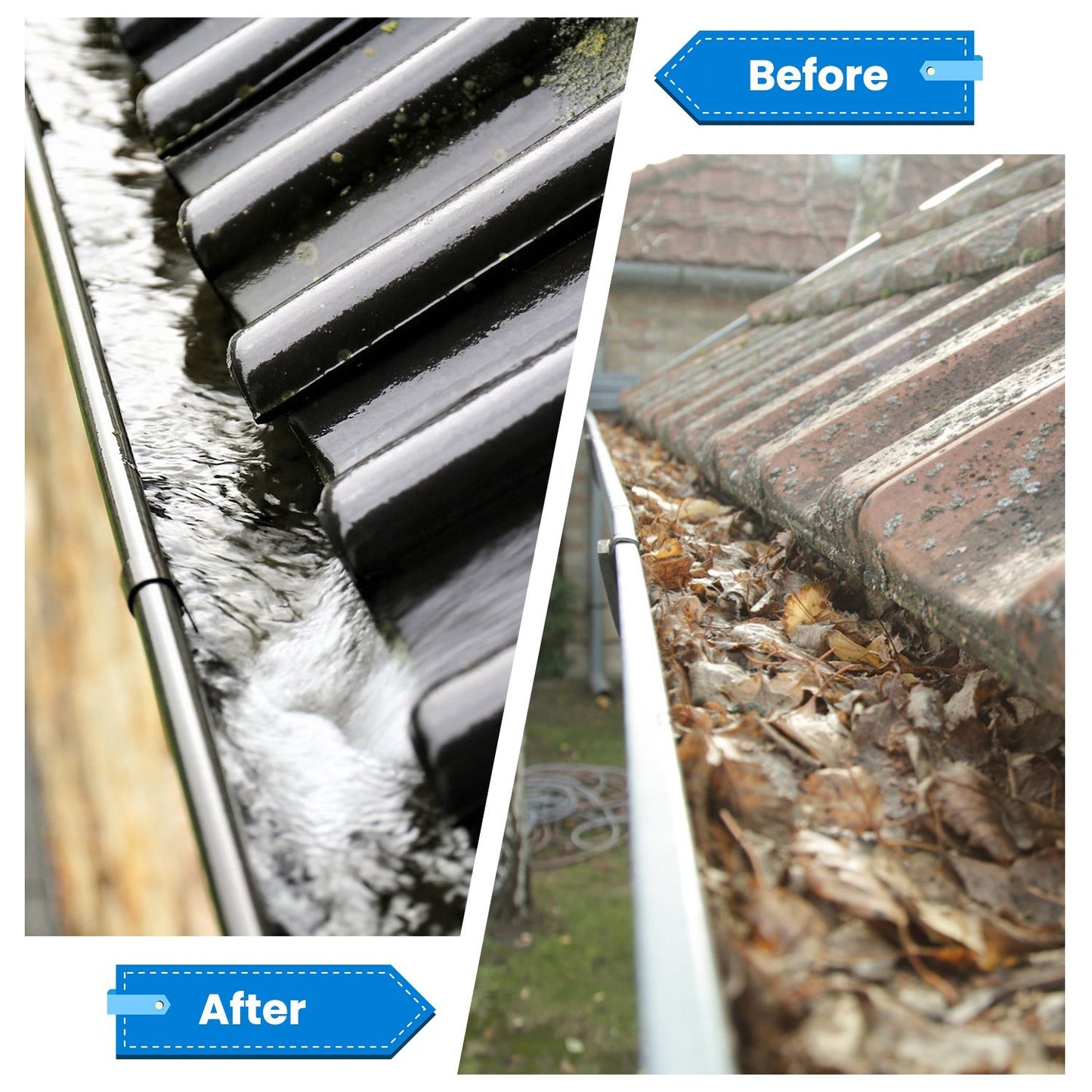 10.5FT Extendable Rain Gutter Cleaning Tool with Telescopic Handle & 2 Angled Brushes