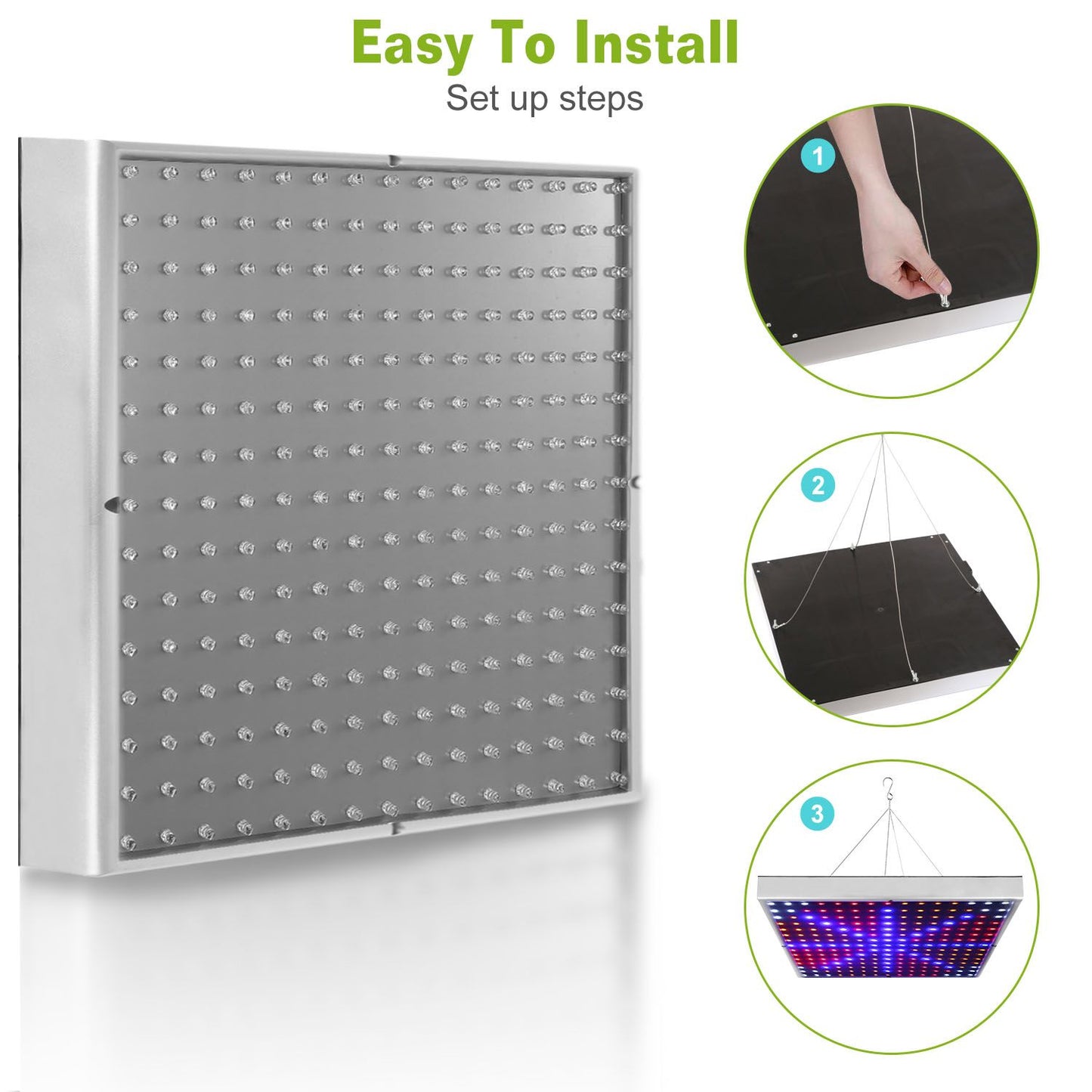 LED Grow Light Full Spectrum 225 LEDs 15W Hanging Plant Lamp for Indoor Greenhouse Veg & Flower