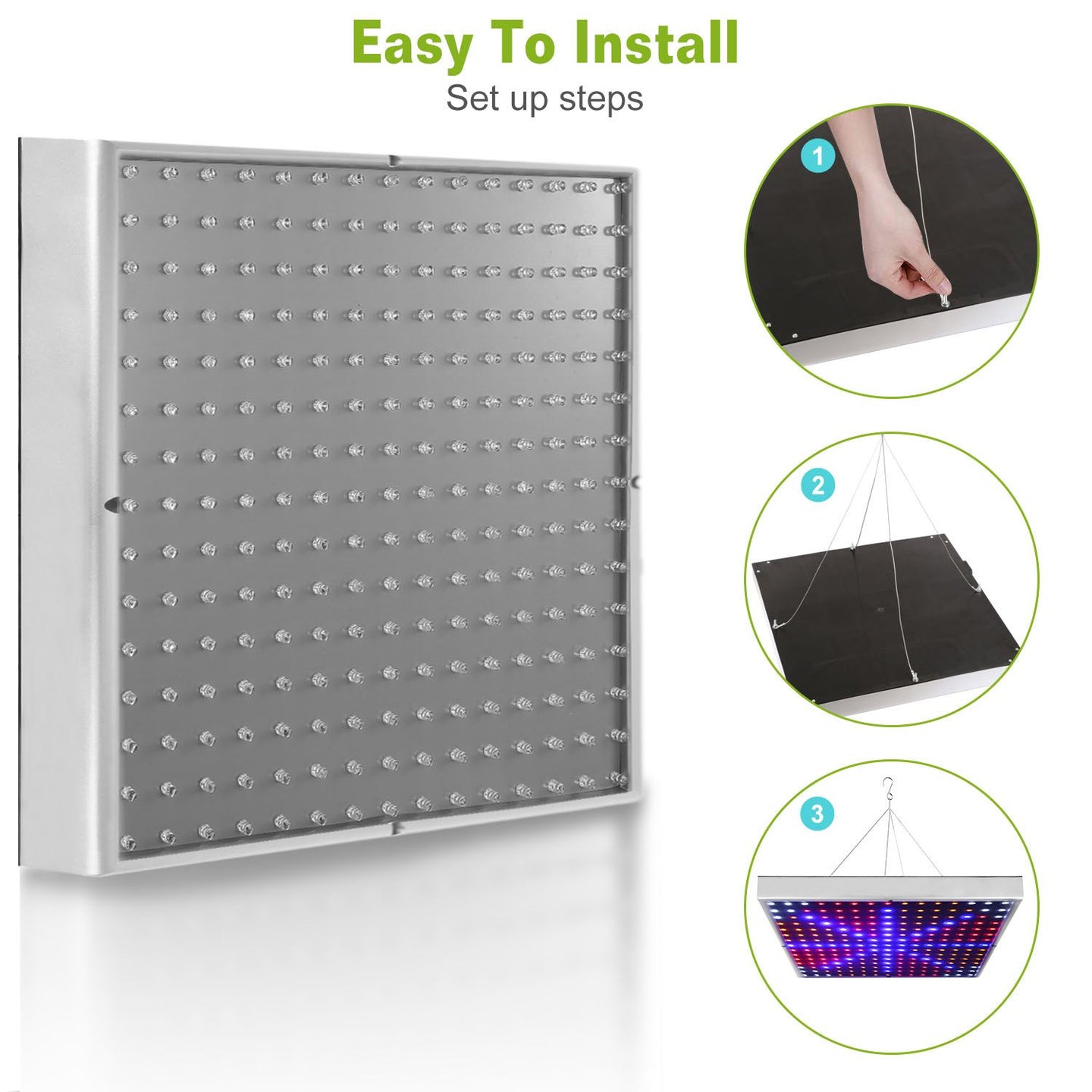 LED Grow Light Full Spectrum 225 LEDs 15W Hanging Plant Lamp for Indoor Greenhouse Veg & Flower