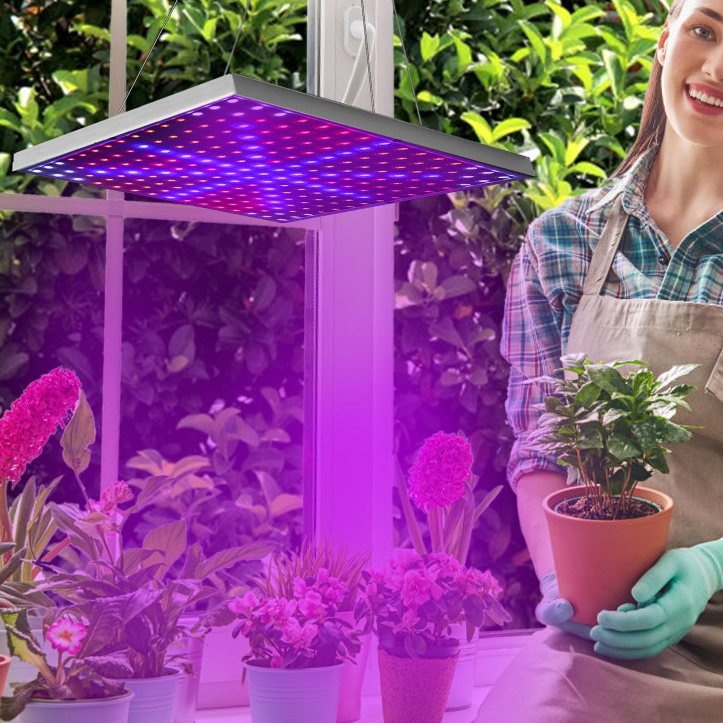LED Grow Light Full Spectrum 225 LEDs 15W Hanging Plant Lamp for Indoor Greenhouse Veg & Flower