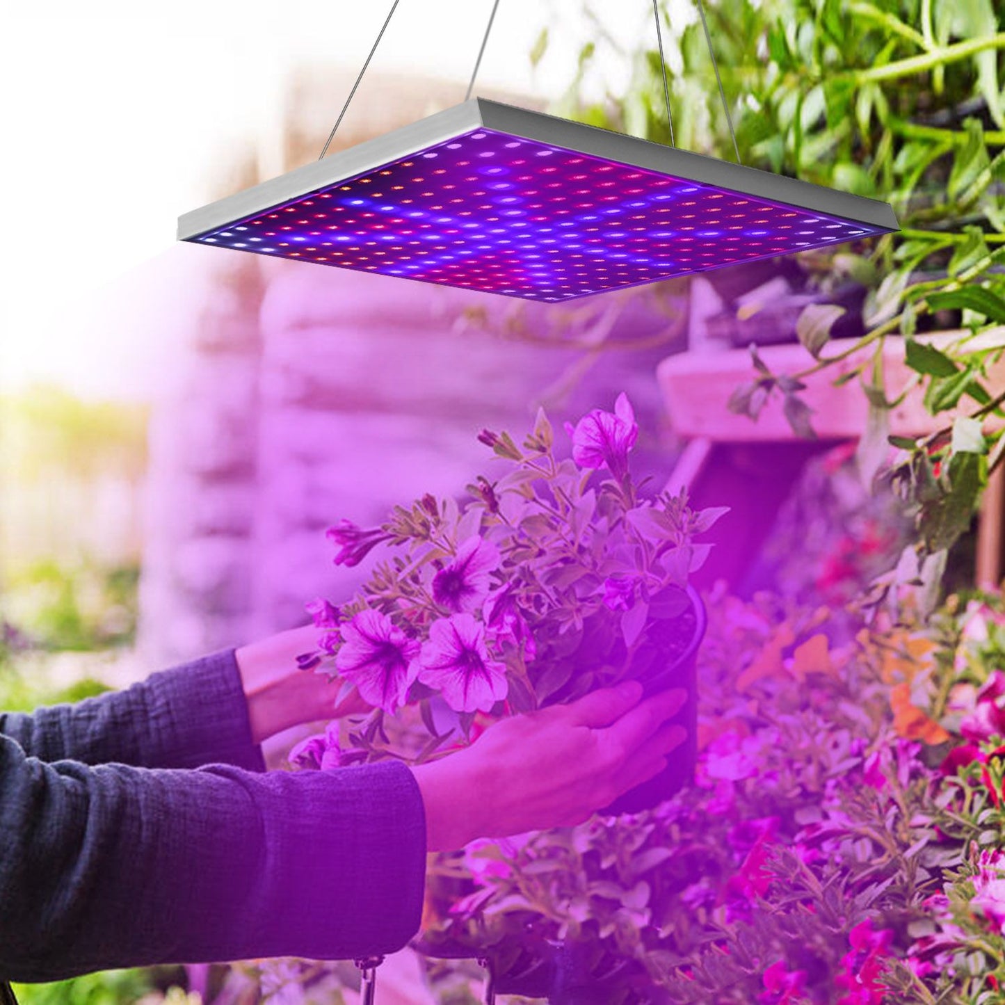 LED Grow Light Full Spectrum 225 LEDs 15W Hanging Plant Lamp for Indoor Greenhouse Veg & Flower