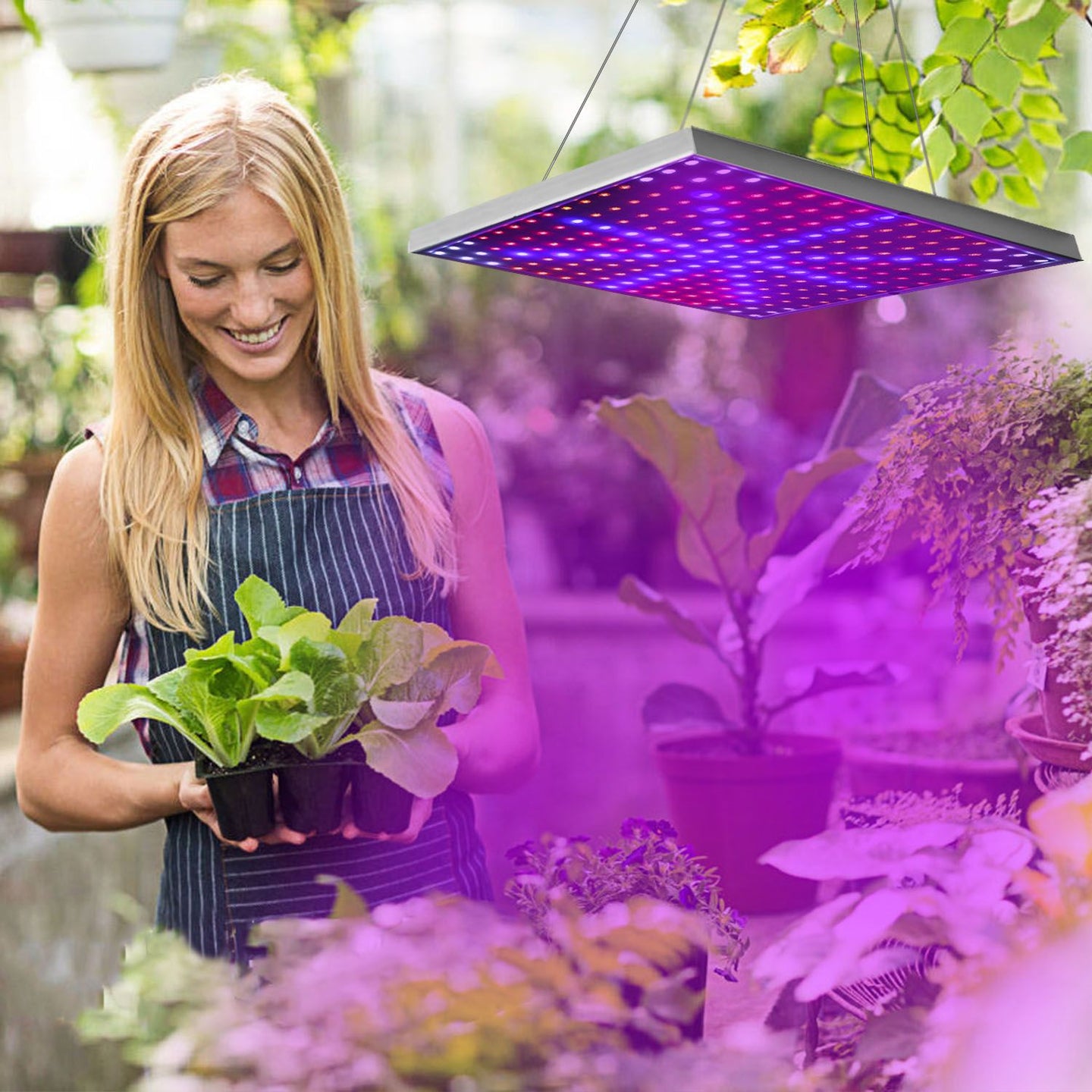 LED Grow Light Full Spectrum 225 LEDs 15W Hanging Plant Lamp for Indoor Greenhouse Veg & Flower
