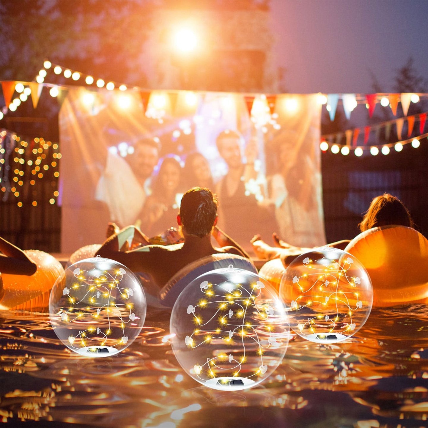 2-Pack Solar Floating Pool Lights - IP68 Waterproof LED Glow Balls