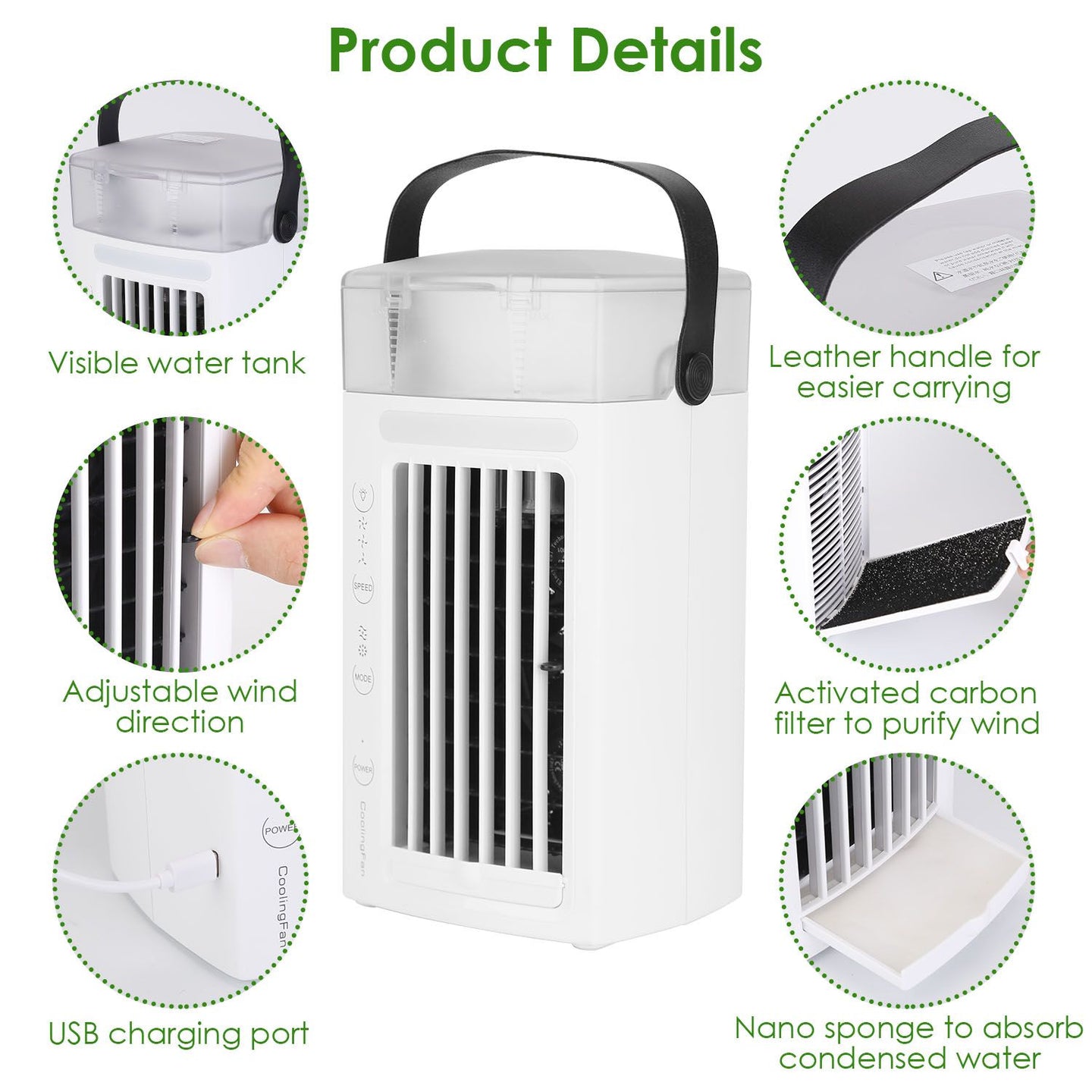 Portable Air Conditioners,4-IN-1 Portable AC Unit with  3 Speeds Nightlight,Evaporative Air Coler for Home Office Camping