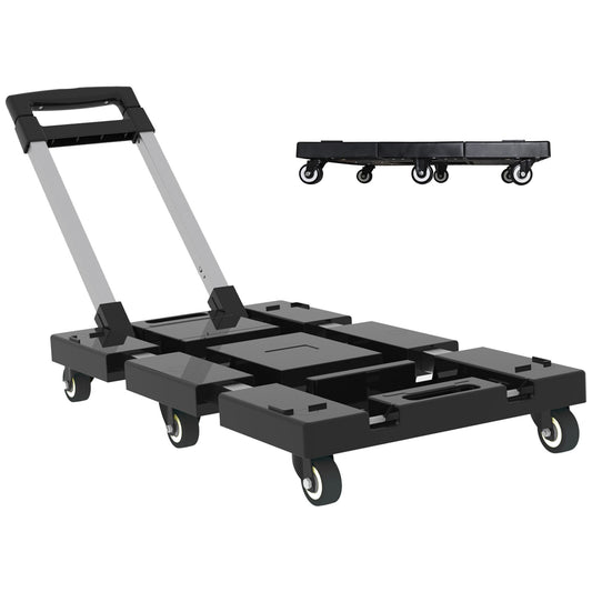 Folding Hand Truck 330lbs – Heavy Duty 6-Wheel Collapsible Dolly Cart