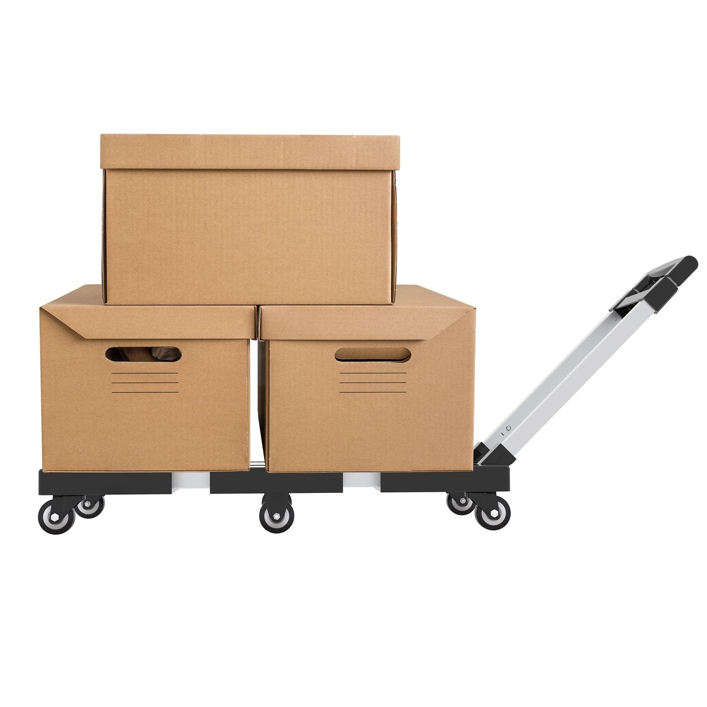 Folding Hand Truck 330lbs – Heavy Duty 6-Wheel Collapsible Dolly Cart