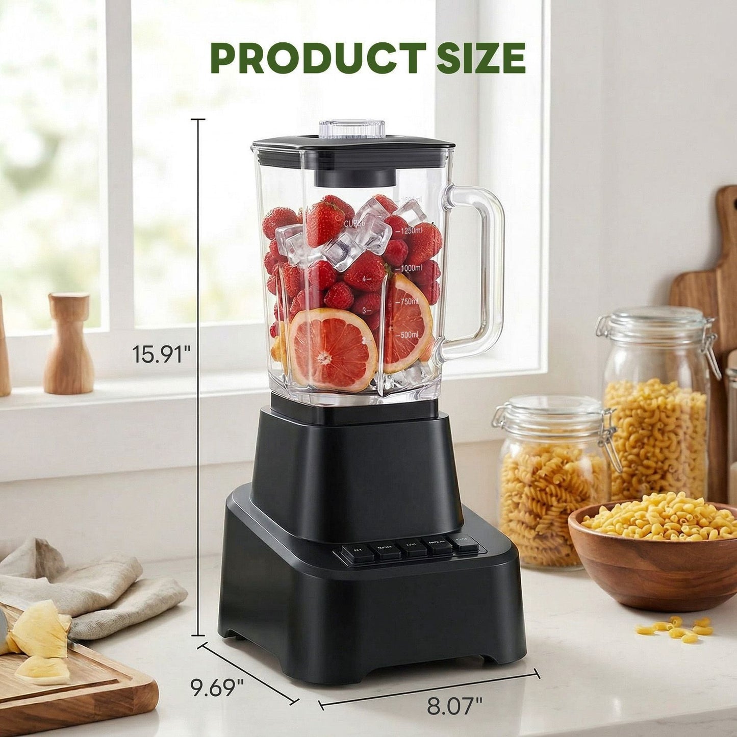 Professional Ice Cream & Kitchen Blender, 54oz Large Glass Jar