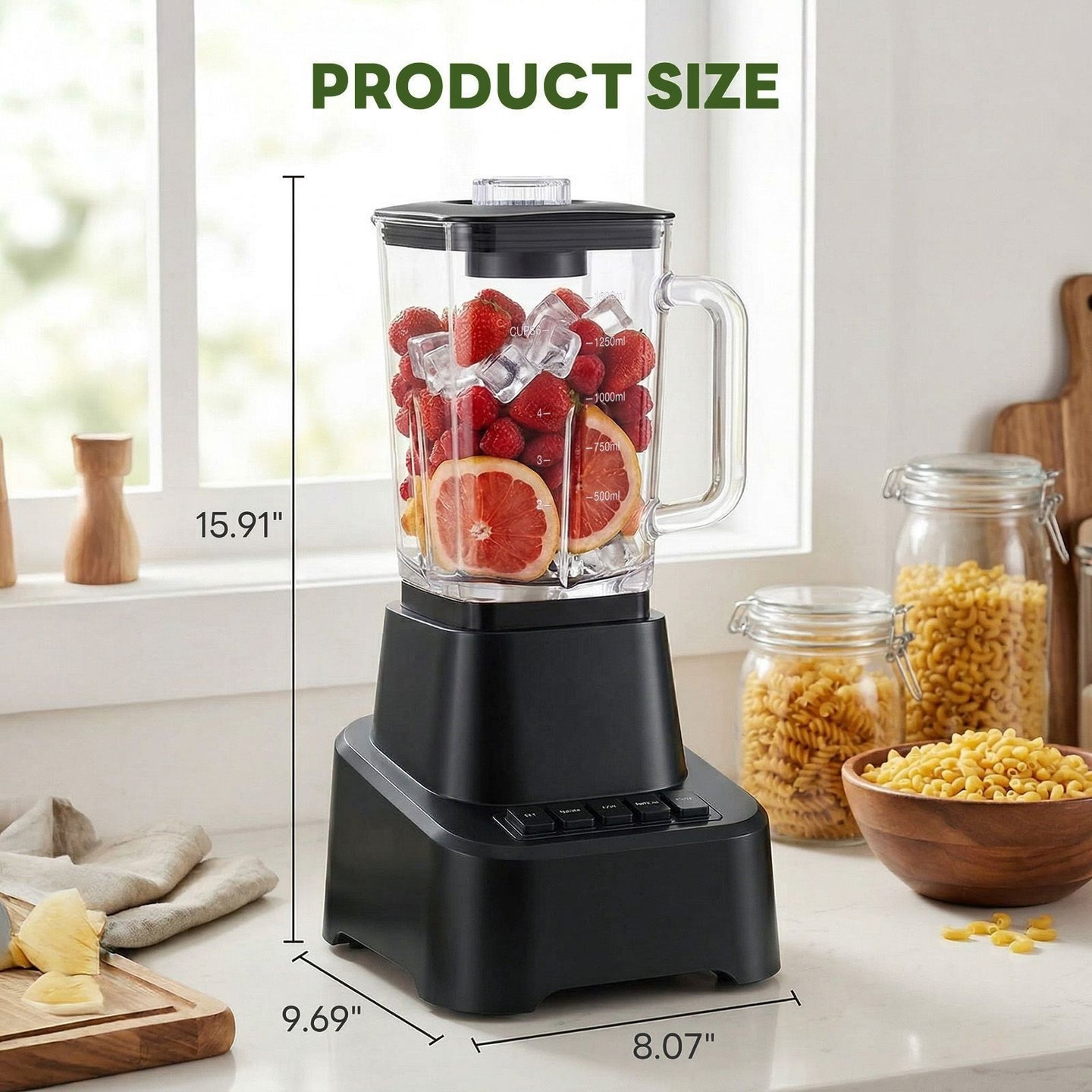 Professional Ice Cream & Kitchen Blender, 54oz Large Glass Jar
