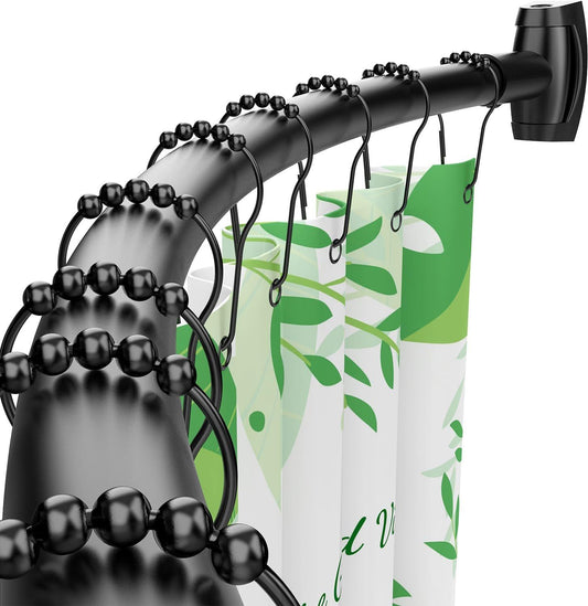 Adjustable Black Curved Shower Curtain Rod (40-72")