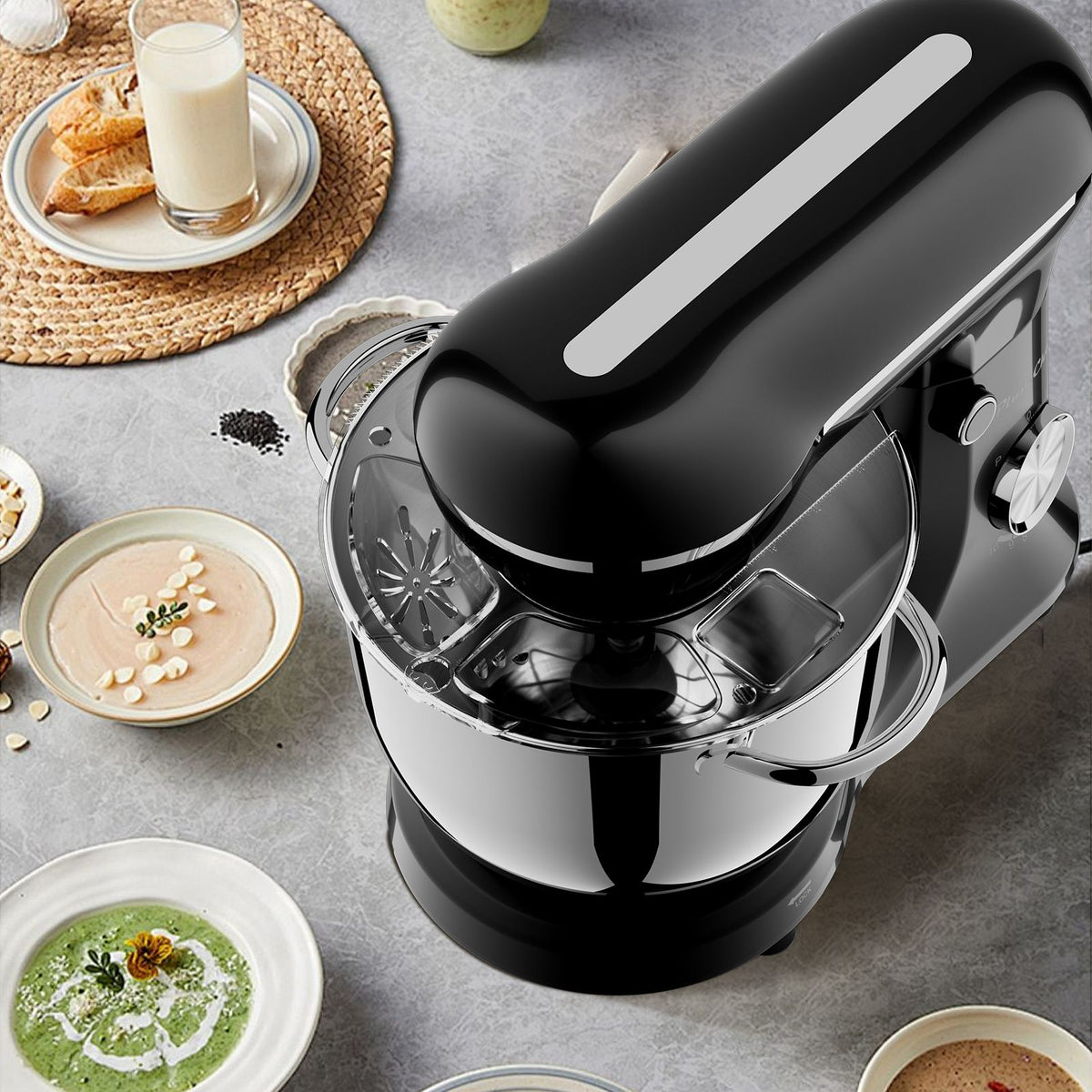 Electric Stand Mixer 5L, Planetary Food Mixer with Dough Hook, Beater & Whisk – Black