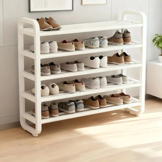 5-Tier Shoe Rack Organizer – Narrow Metal & Plastic Shelf for Entryways, Dorms, and Small Spaces