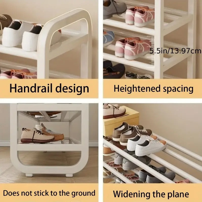 5-Tier Metal and Plastic Shoe Rack Organizer – Space-Saving Narrow Floor Shoe Storage Shelf, Durable Multi-Layer Iron Design, No Wood, Easy Assembly, Ideal for Entryways, Dorms, and Living Rooms