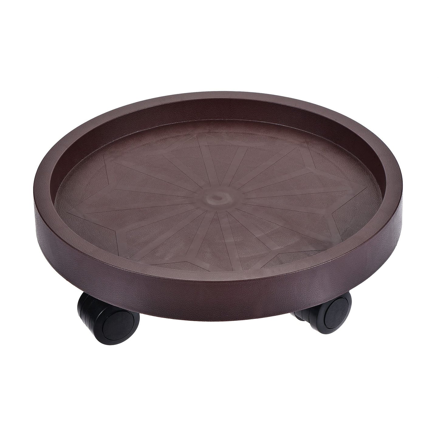8-Pack Rolling Plant Caddy with Wheels – Heavy Duty 12.2" Plant Stand, Brown