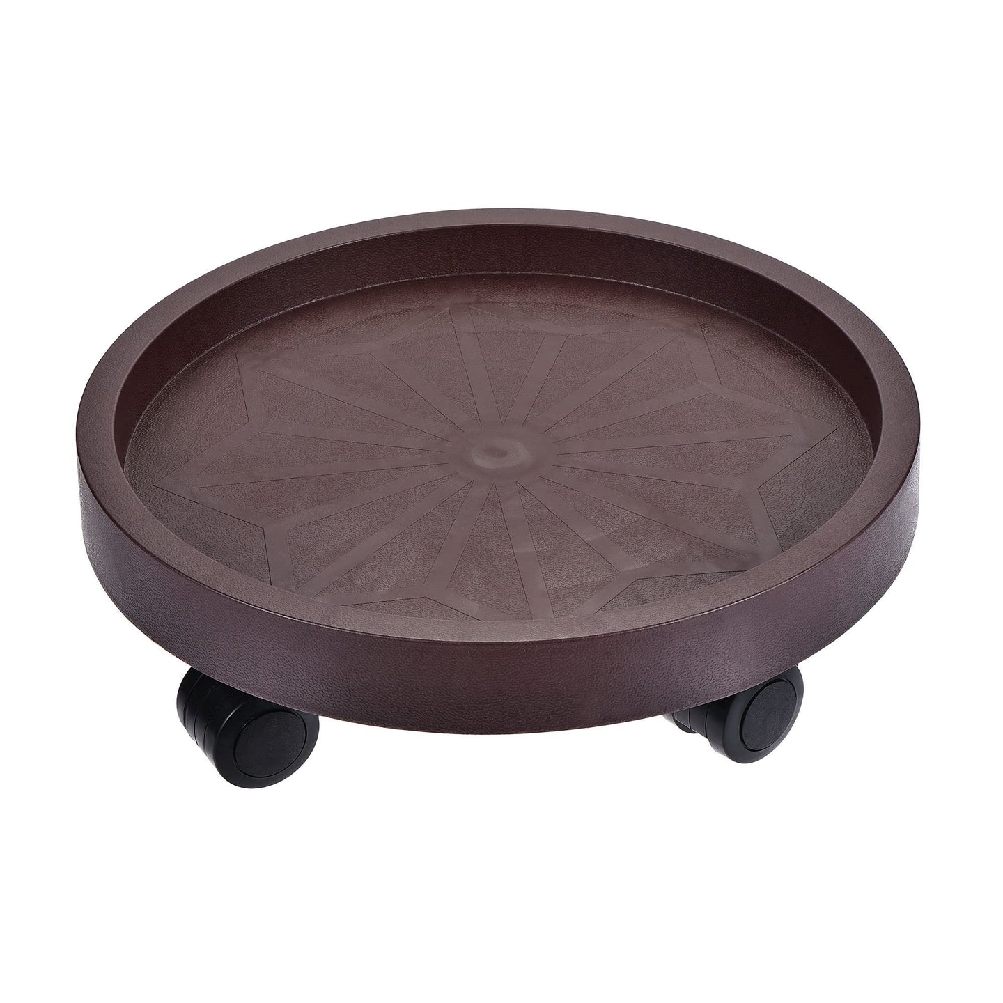 8-Pack Rolling Plant Caddy with Wheels – Heavy Duty 12.2" Plant Stand, Brown