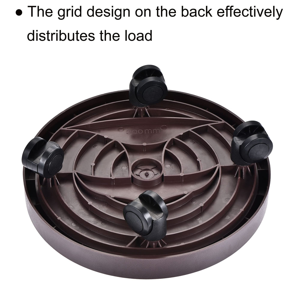 8-Pack Rolling Plant Caddy with Wheels – Heavy Duty 12.2" Plant Stand, Brown