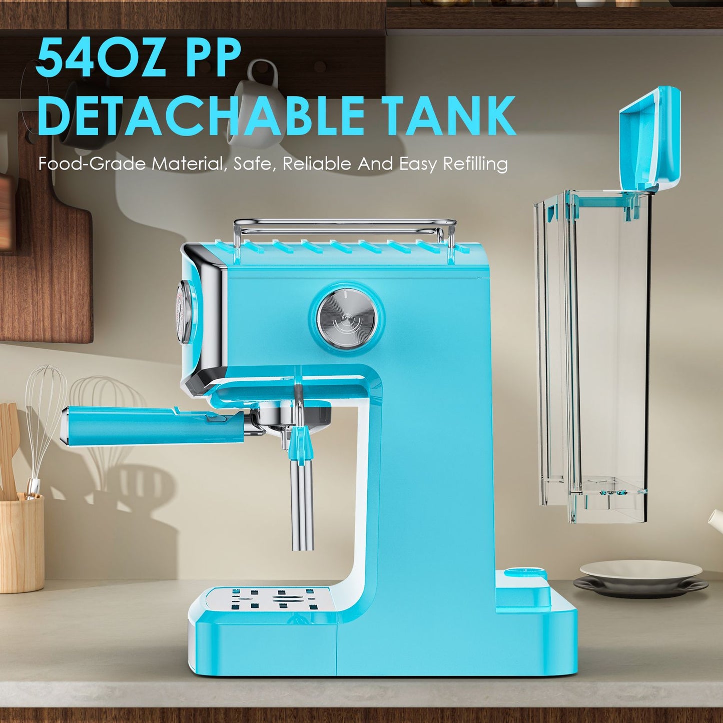 20 Bar Espresso Machine for home- Professional Compact Espresso Maker with Milk Frother Steam Wand, Pressure Gauge & 54oz Large Water Tank, Low Noise Fast Brewing for Cappuccino, Latte