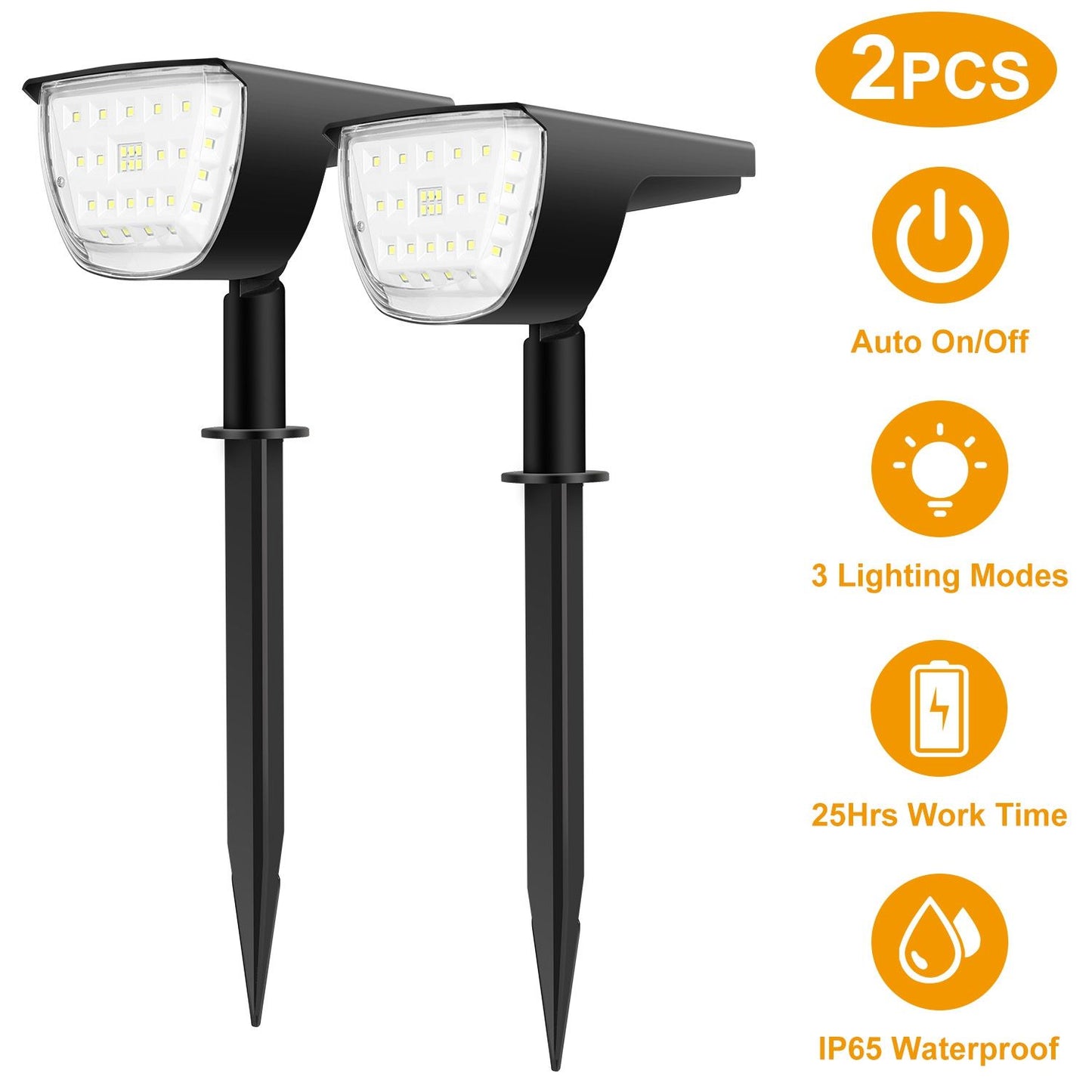 32 LED 800LM Solar Landscape Spotlights, 150° Wide Beam Solar Garden Lights with 3 Brightness Modes, IP65 Waterproof Auto On/Off Solar Path Lights for Yard Patio
